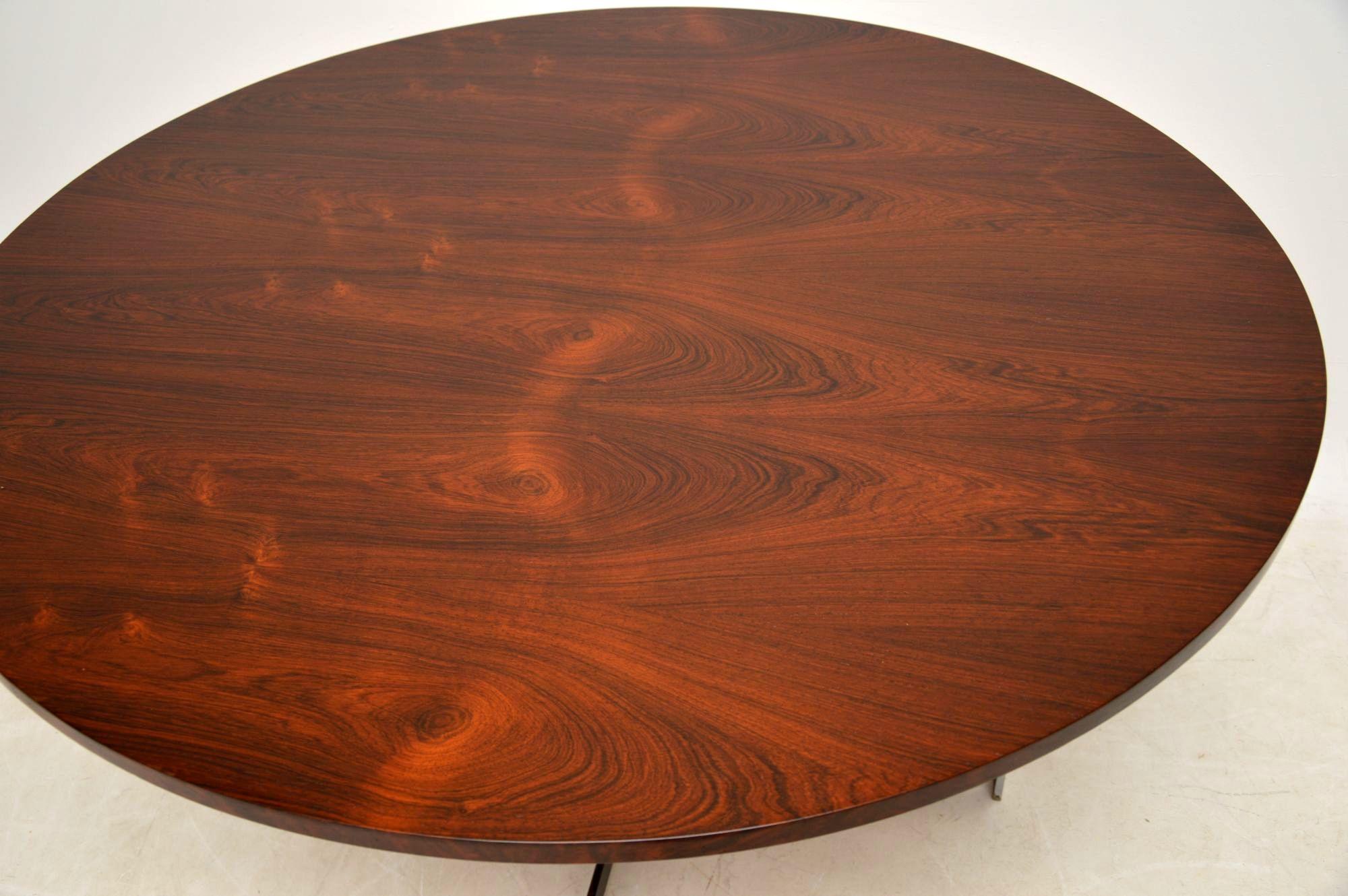 1960s Wood and Chrome Circular Dining Table 3
