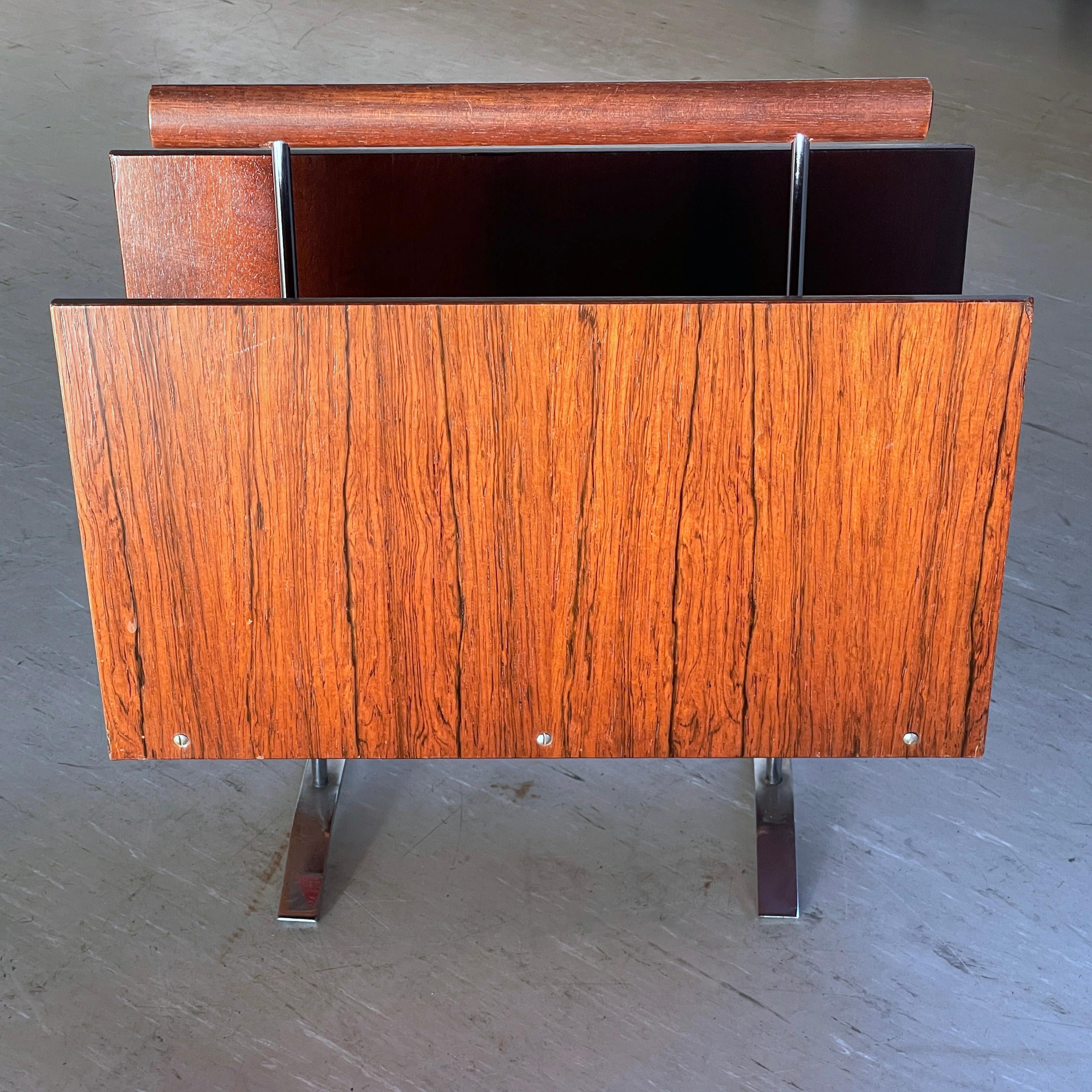 1960’s Wood & Chrome Magazine / Newspaper Holder - Opal Kleinmöbel, W. Germany For Sale 5
