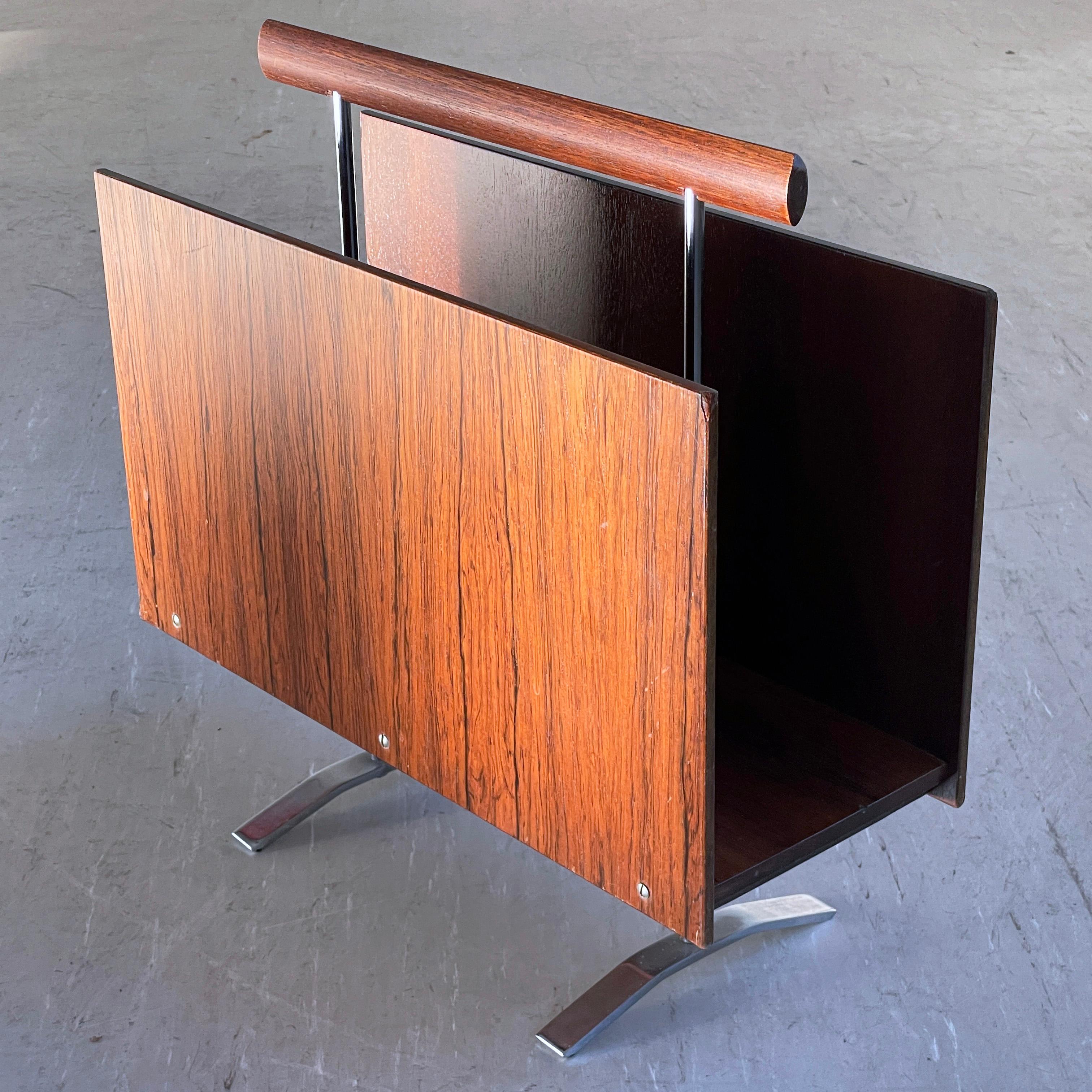 1960’s Wood & Chrome Magazine / Newspaper Holder - Opal Kleinmöbel, W. Germany For Sale 3
