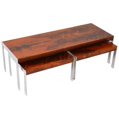 1960’s Wood & Chrome Nesting Coffee Table by Merrow Associates