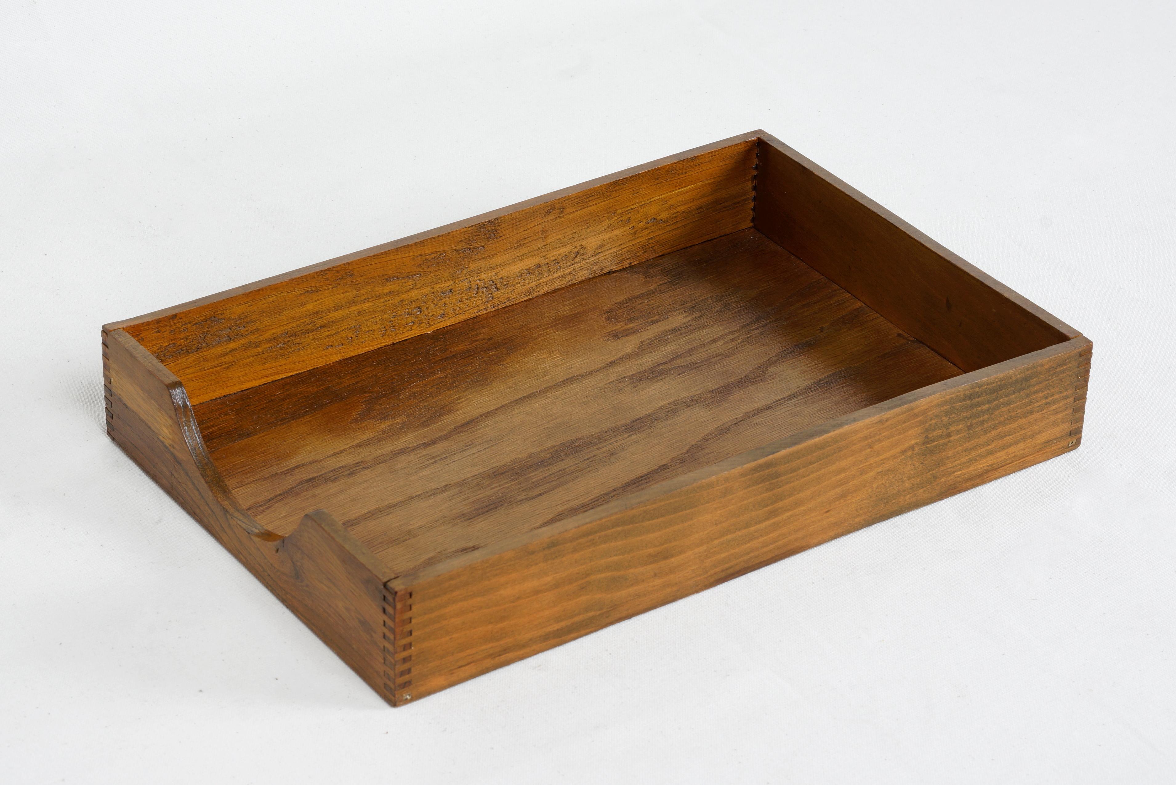 Mid-Century Modern 1960s Wood Desktop Letter Tray by Hedges Files