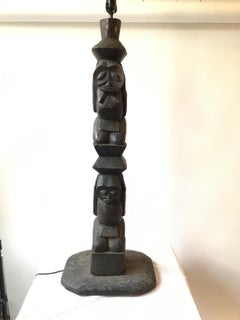 1960s Wood TOTEM Pole Lamp