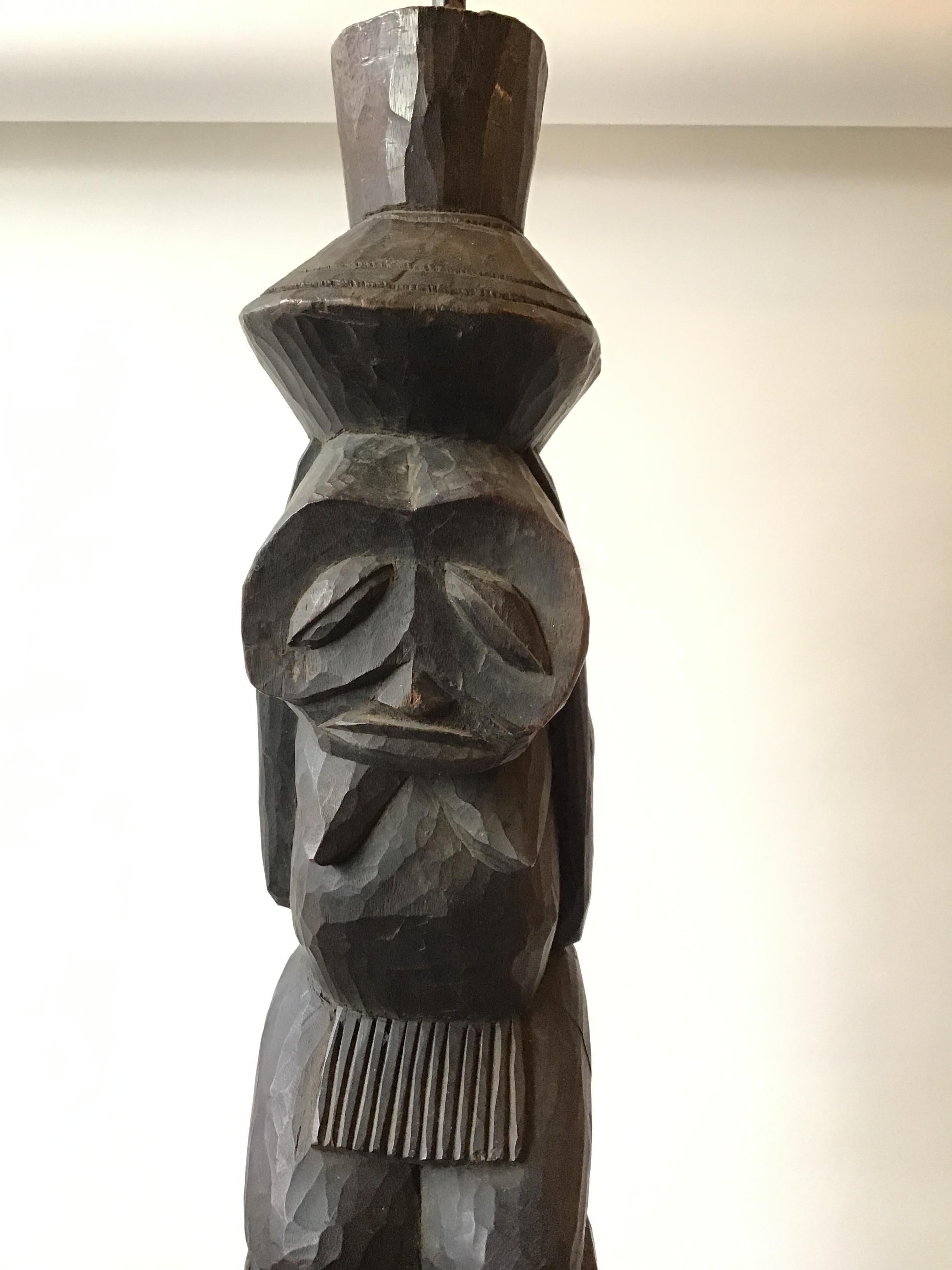 Mid-20th Century 1960s Wood TOTEM Pole Lamp For Sale