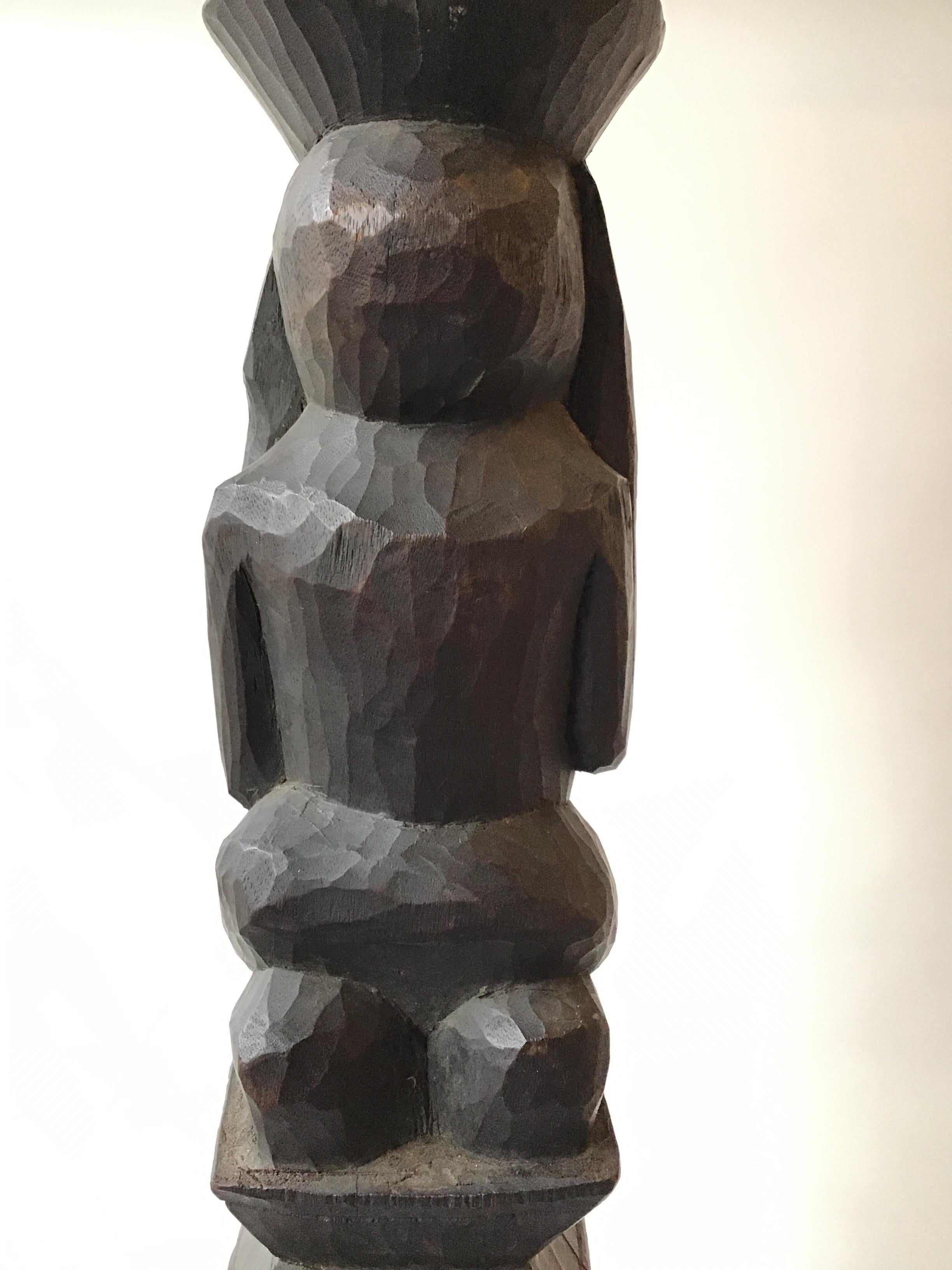 1960s Wood TOTEM Pole Lamp For Sale 3