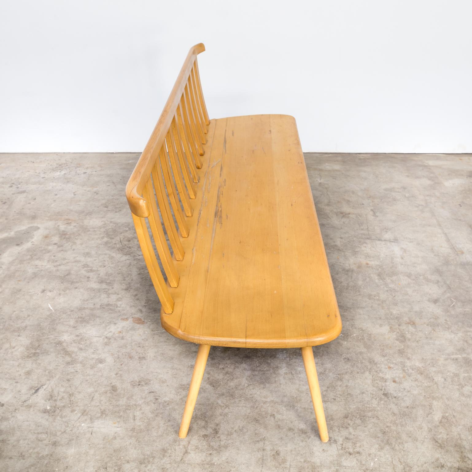 1960s Wooden Beech Long Seating Bench For Sale 8