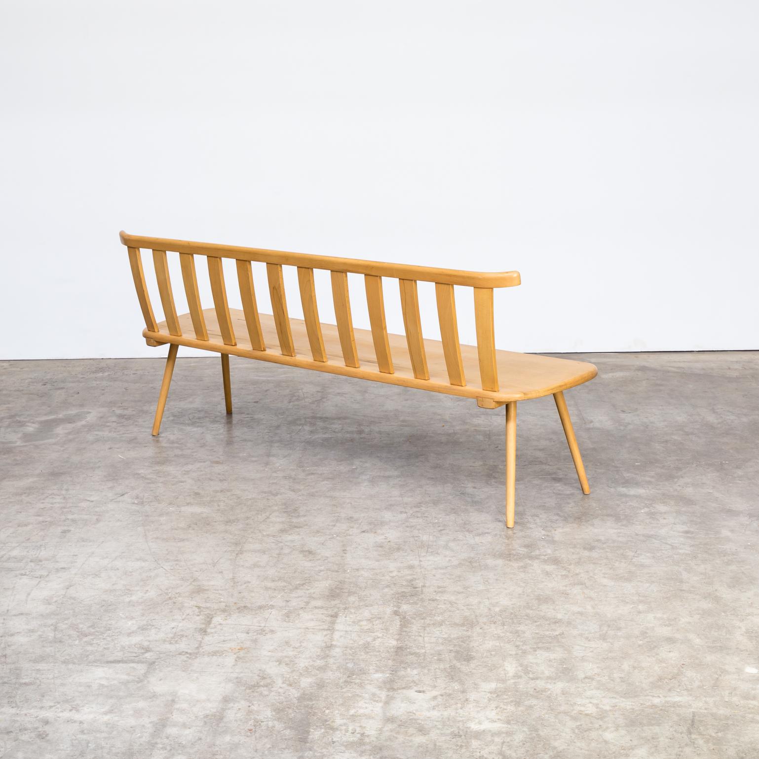 1960s Wooden Beech Long Seating Bench For Sale 3