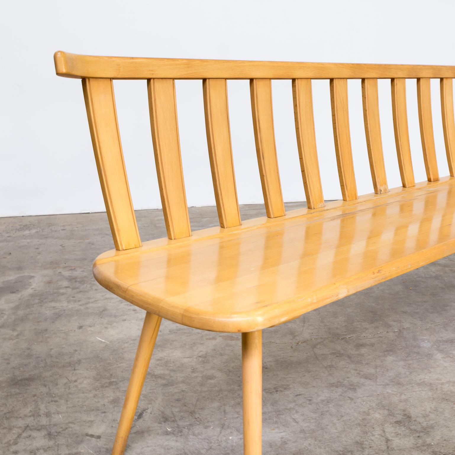 1960s Wooden Beech Long Seating Bench For Sale 5