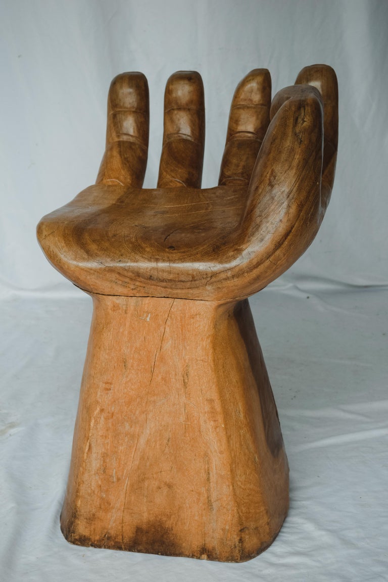 1960's Wooden Carved Hand Chair For Sale at 1stDibs