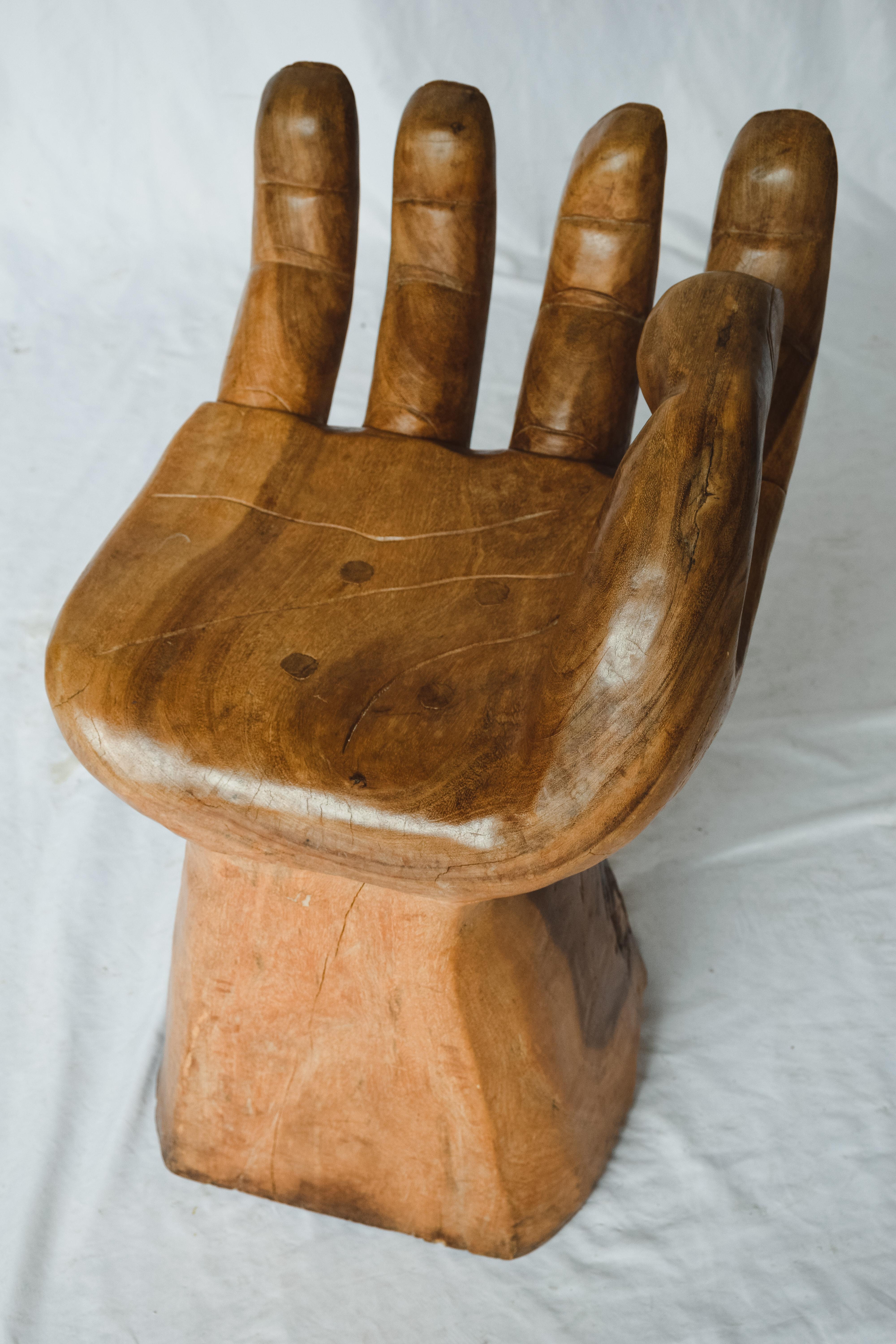 French 1960's Wooden Carved Hand Chair