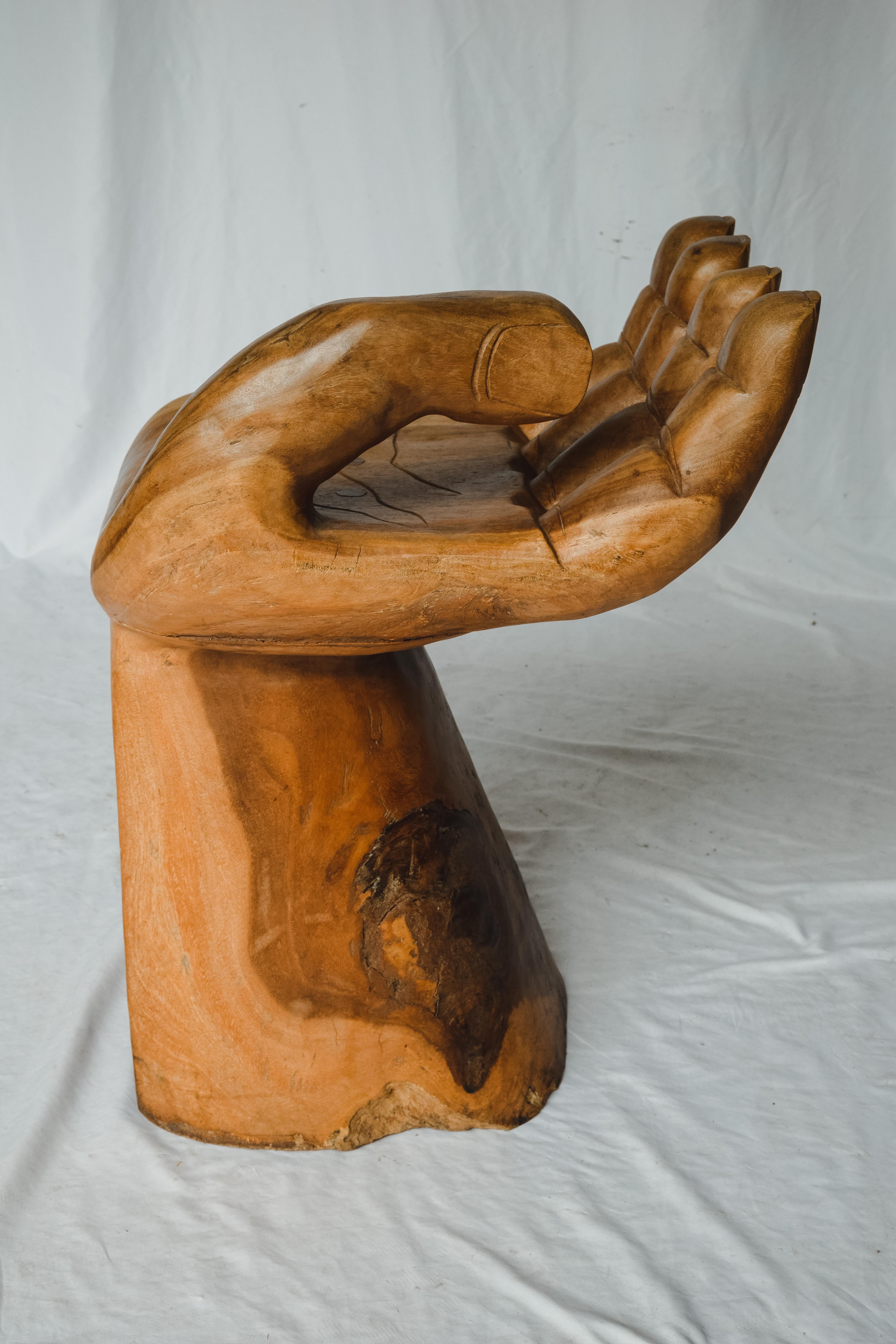 1960's Wooden Carved Hand Chair In Good Condition In Houston, TX