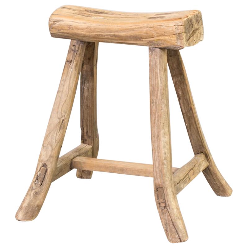 1960s Wooden Chopping Block Stool For Sale