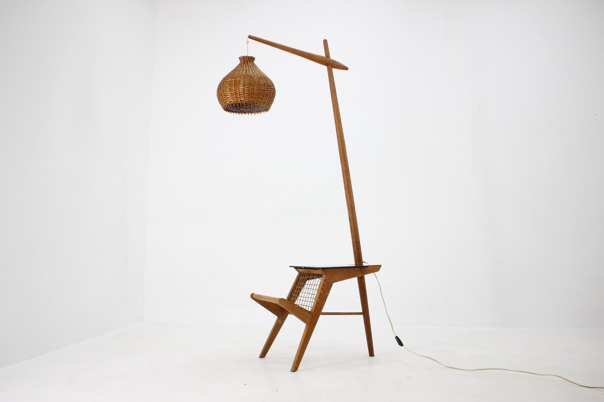Mid-Century Modern 1960s Wooden Floor Lamp by Krasna Jizba, Czechoslovakia