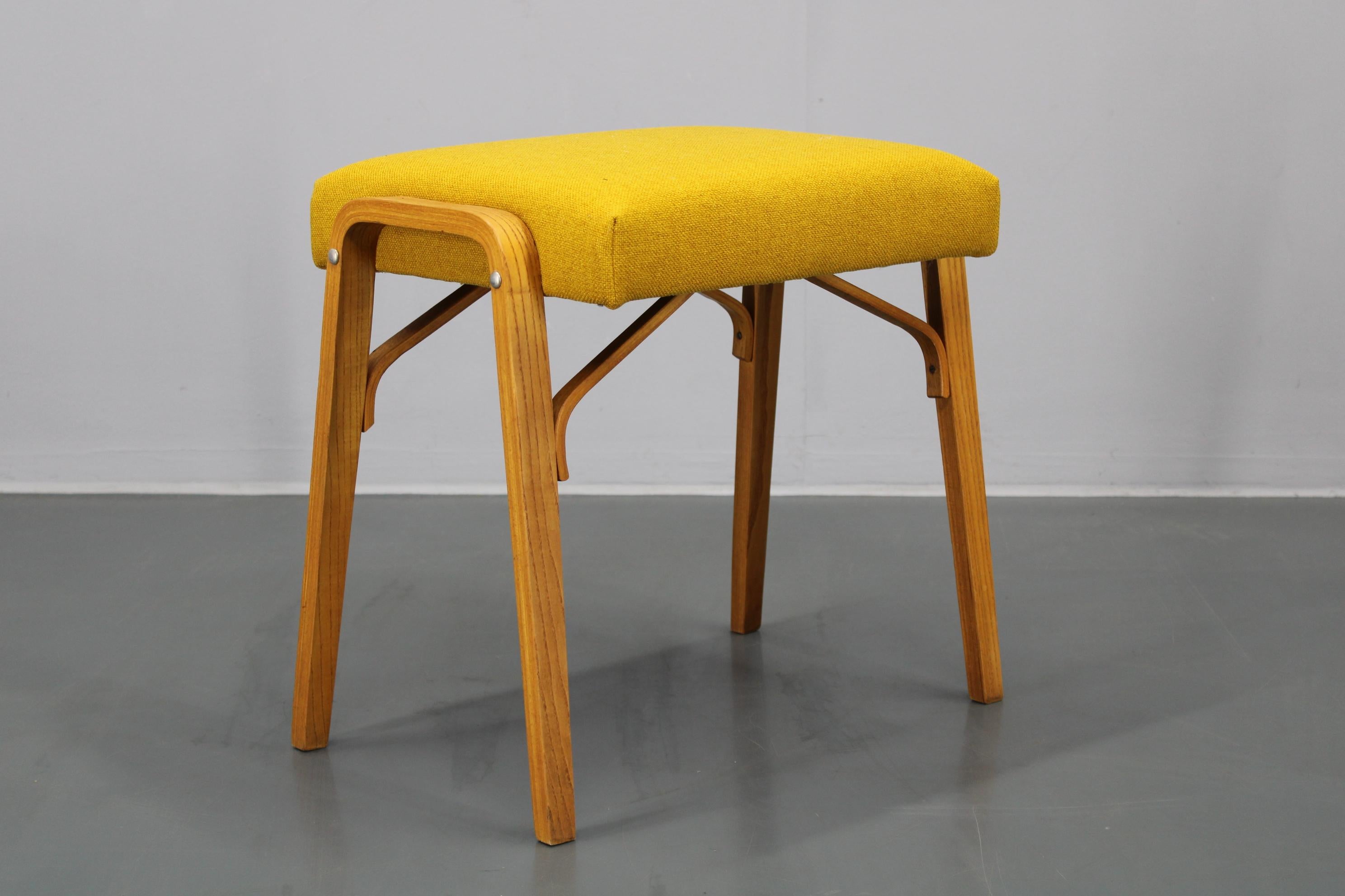 20th Century 1960s Wooden Restored Stool , Czechoslovakia For Sale