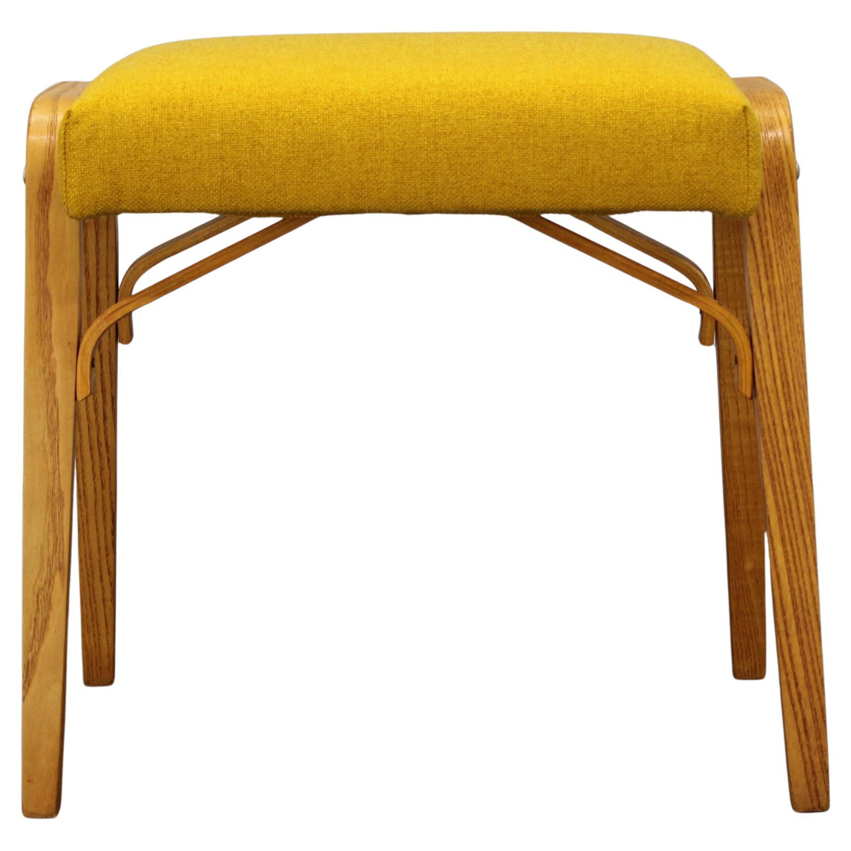 1960s Wooden Restored Stool , Czechoslovakia