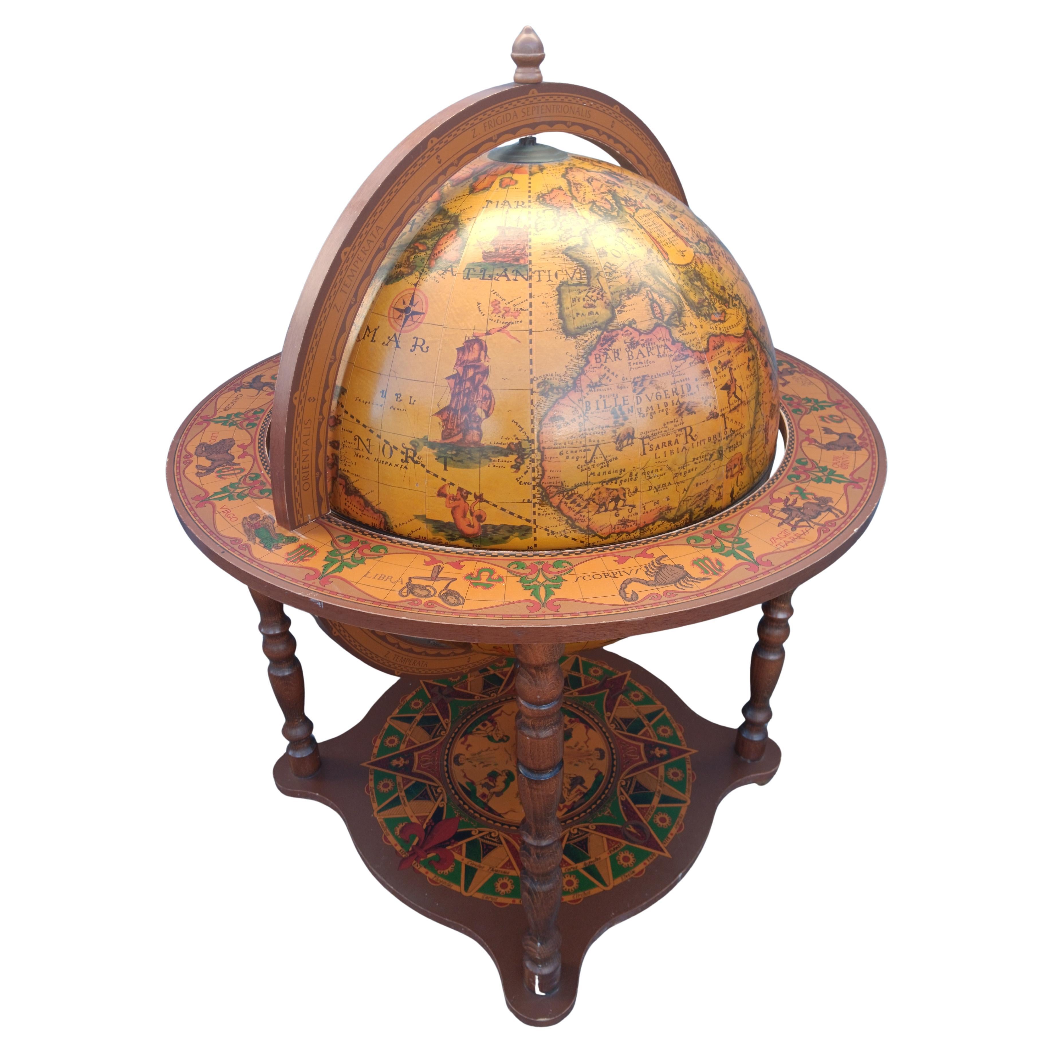 1960's World Globe Dry Bar - Globe Opens to Reveal Storage