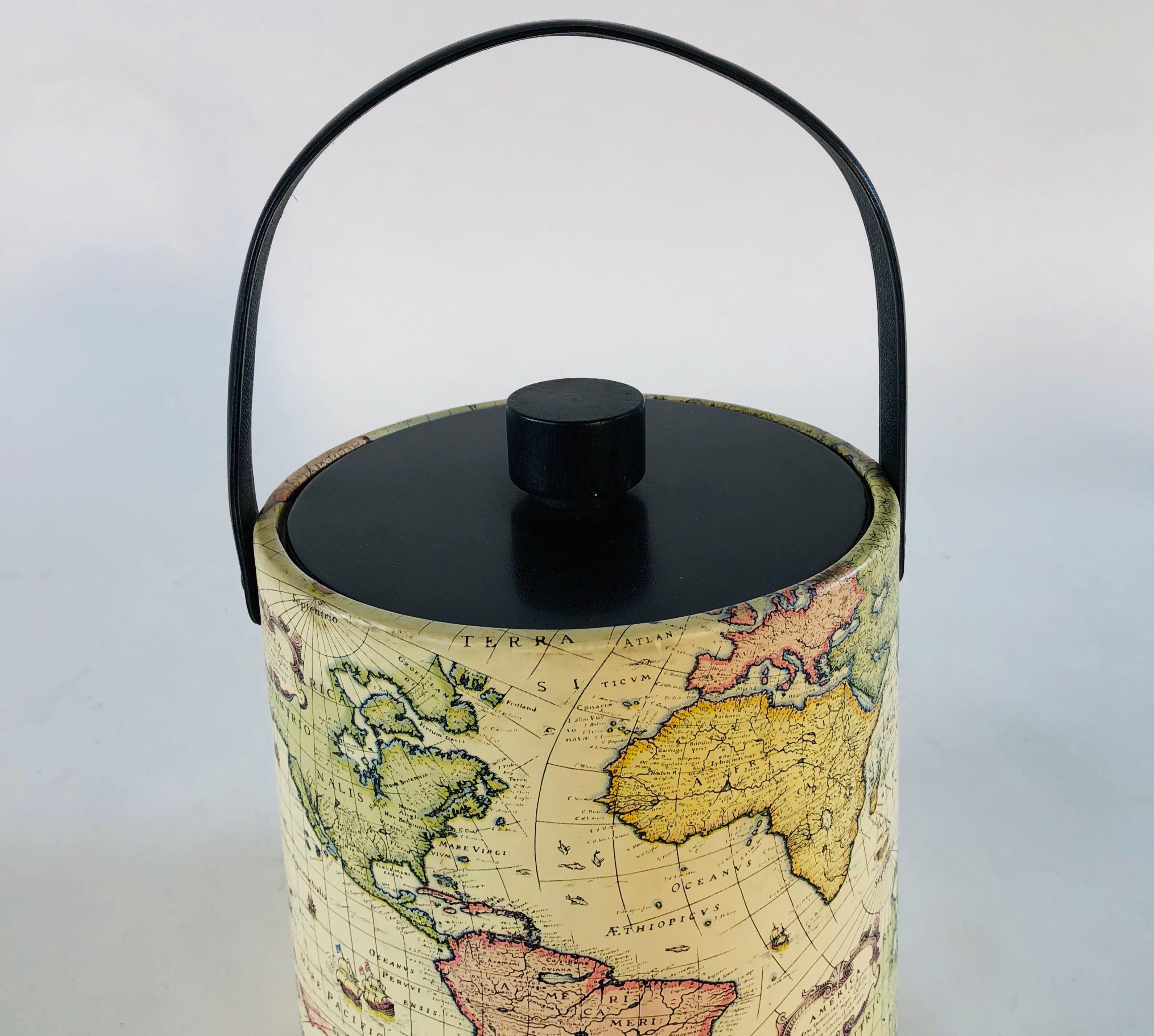 Mid-Century Modern 1960s World Globe Style Ice Bucket