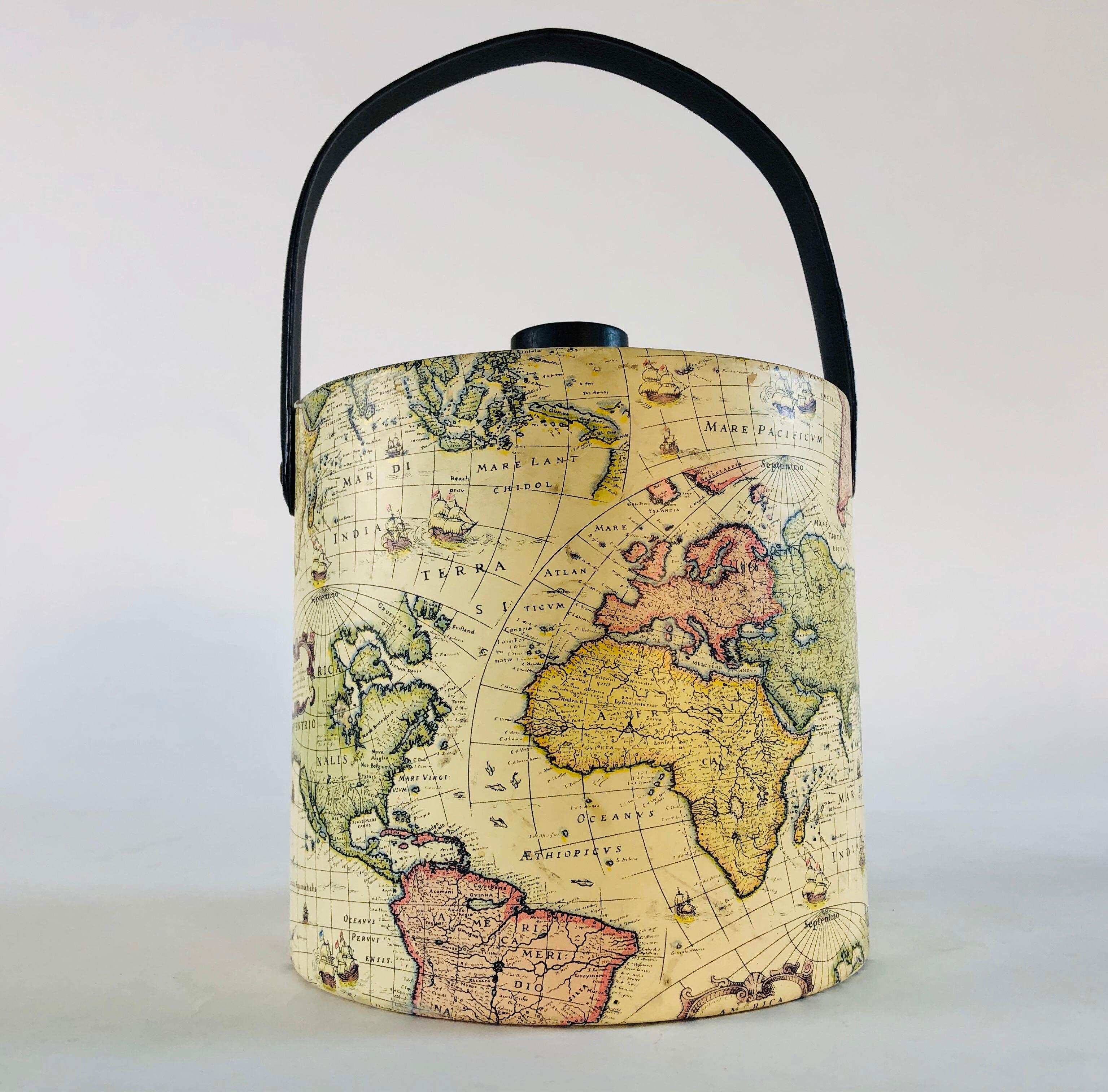 American 1960s World Globe Style Ice Bucket