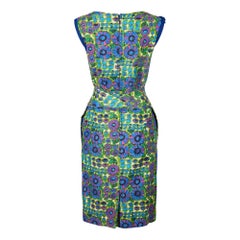 1960s Worth Waffle Cotton Floral Print Dress