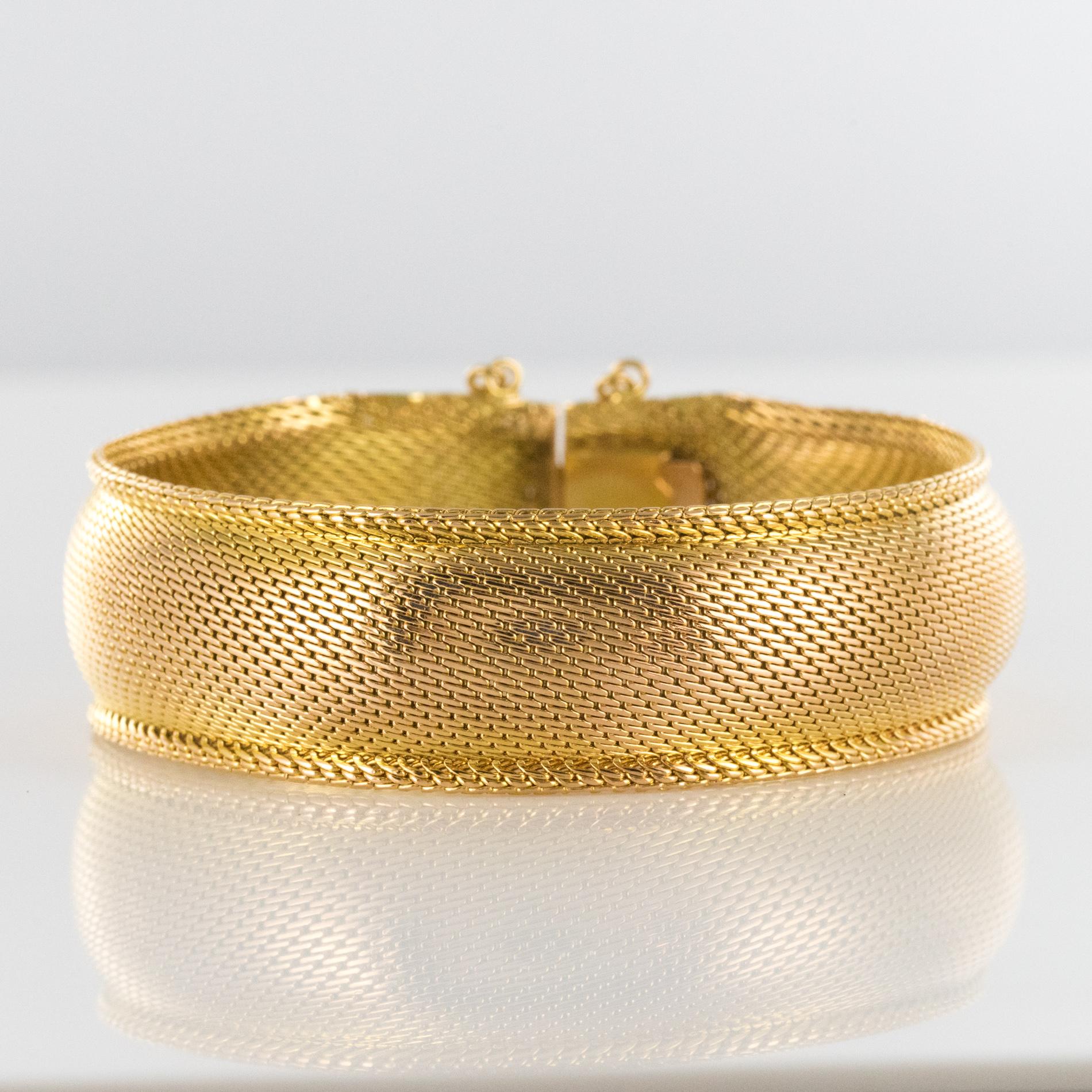 1960s Woven 18 Karat Yellow Gold Bangle Bracelet 5