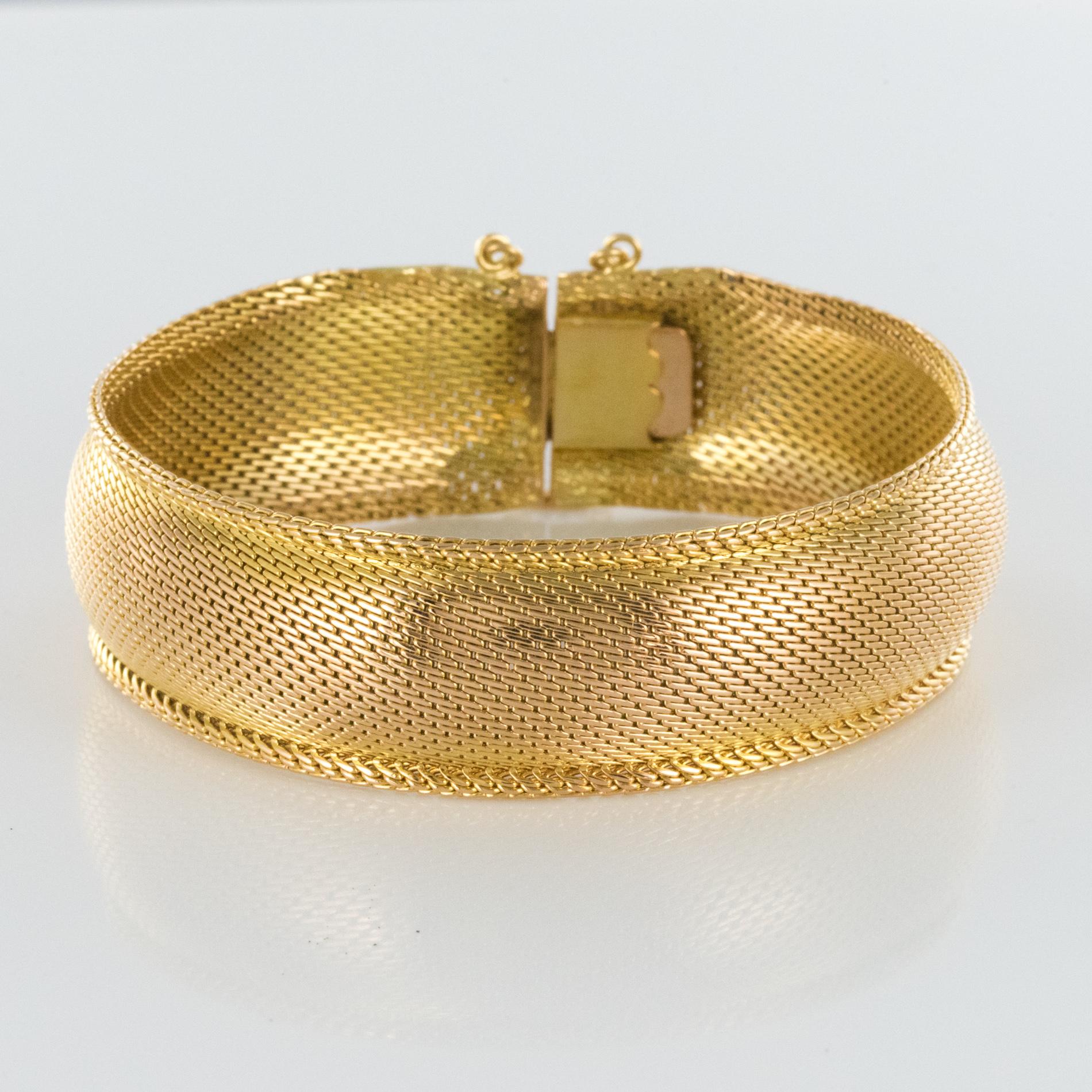 1960s Woven 18 Karat Yellow Gold Bangle Bracelet 6