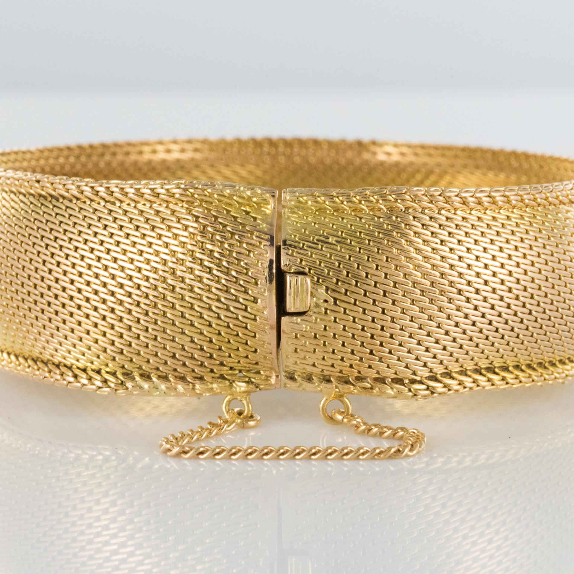 1960s Woven 18 Karat Yellow Gold Bangle Bracelet 7