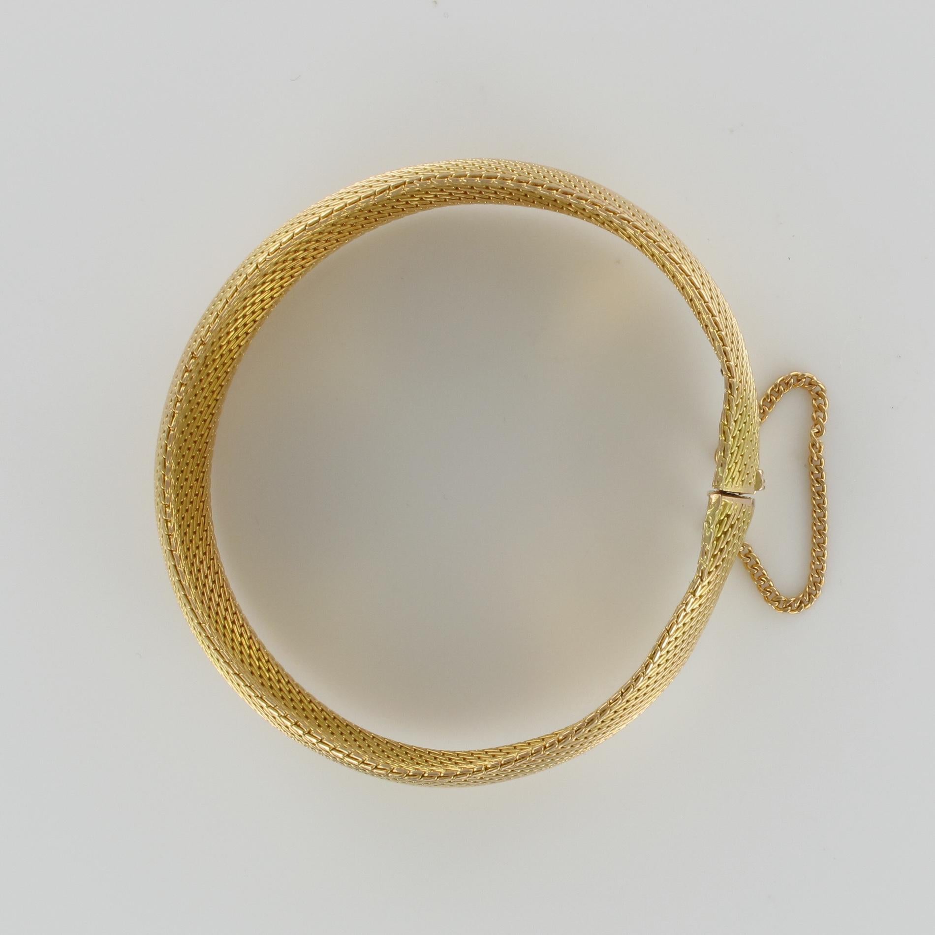 1960s Woven 18 Karat Yellow Gold Bangle Bracelet 9