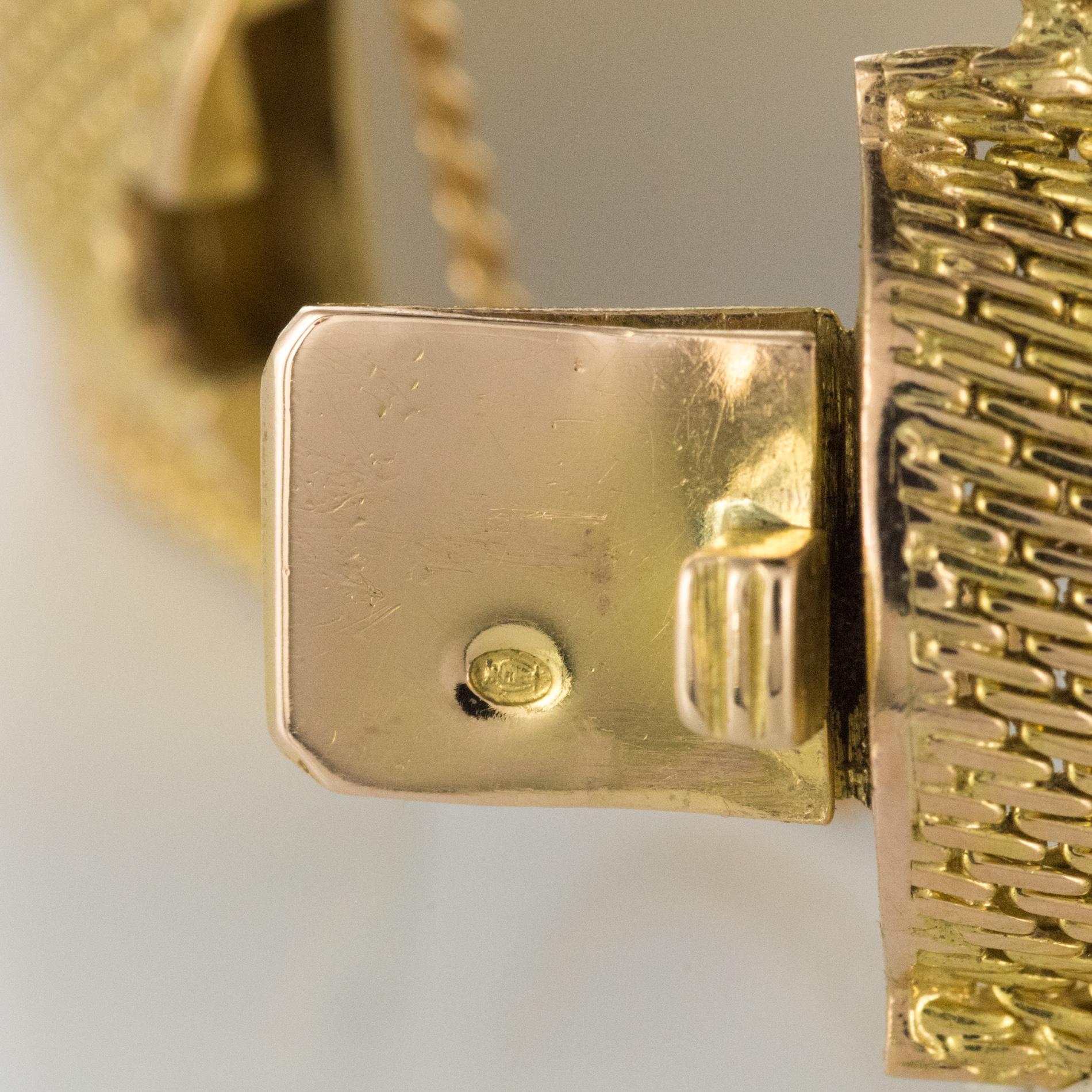 1960s Woven 18 Karat Yellow Gold Bangle Bracelet 11