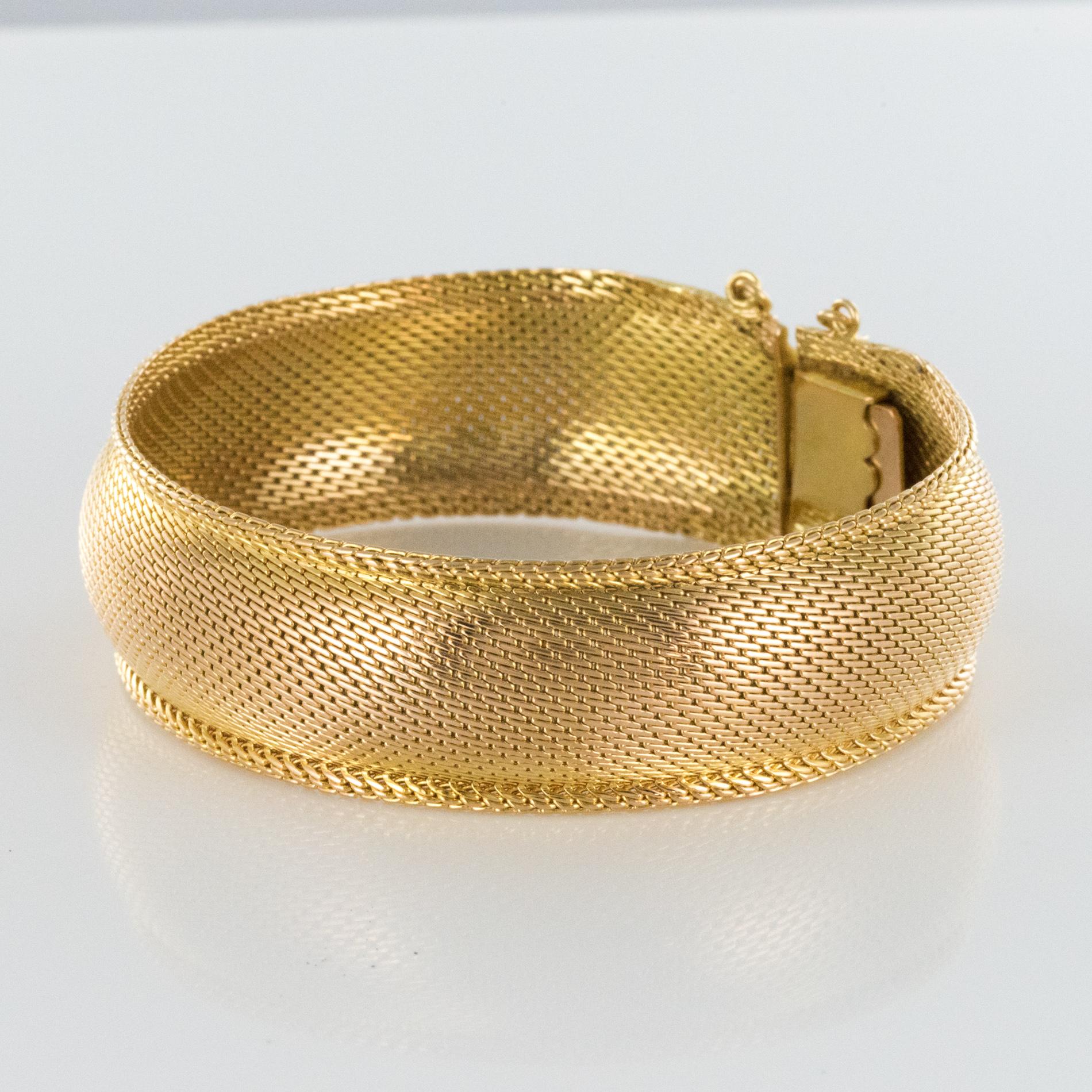 Retro 1960s Woven 18 Karat Yellow Gold Bangle Bracelet