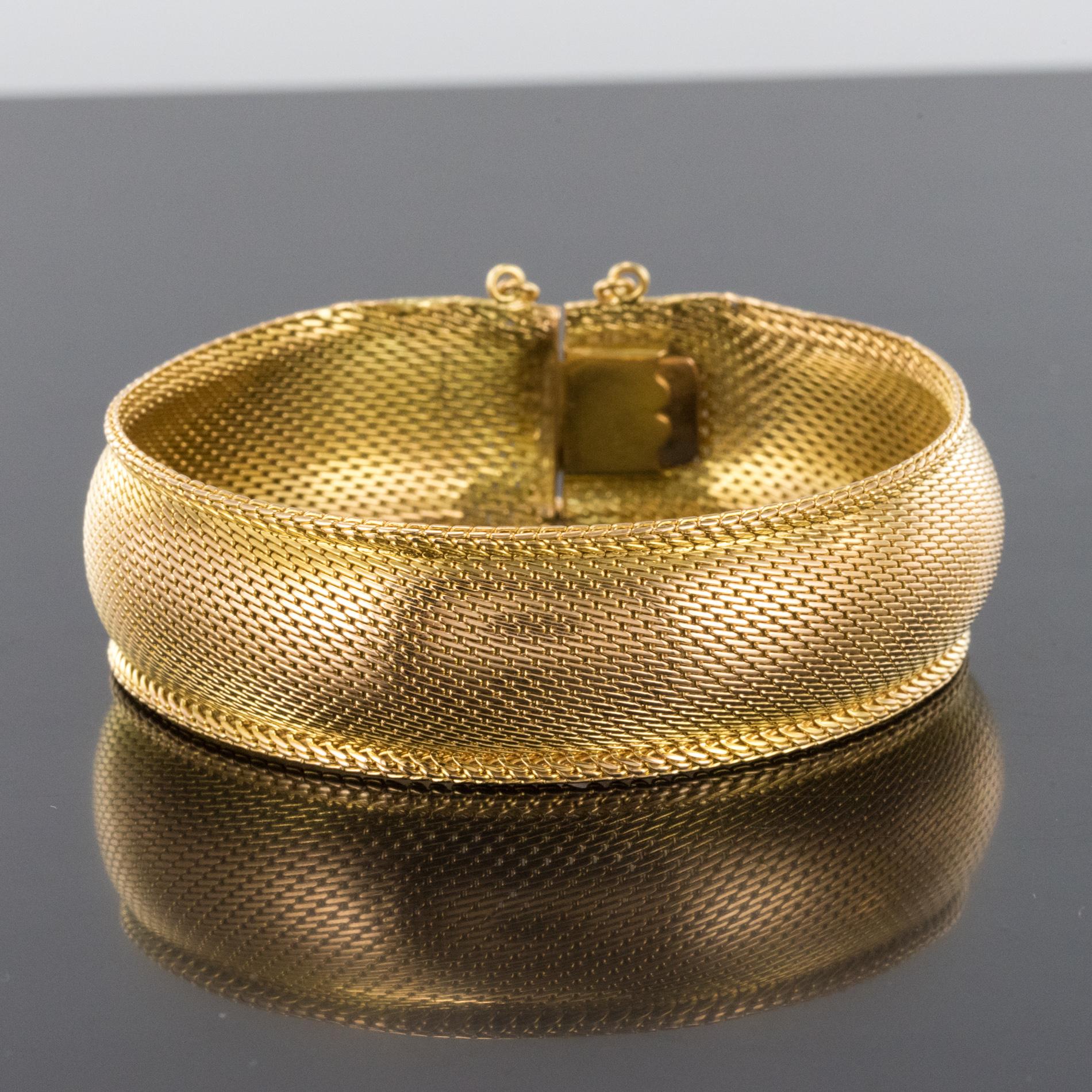 Women's 1960s Woven 18 Karat Yellow Gold Bangle Bracelet