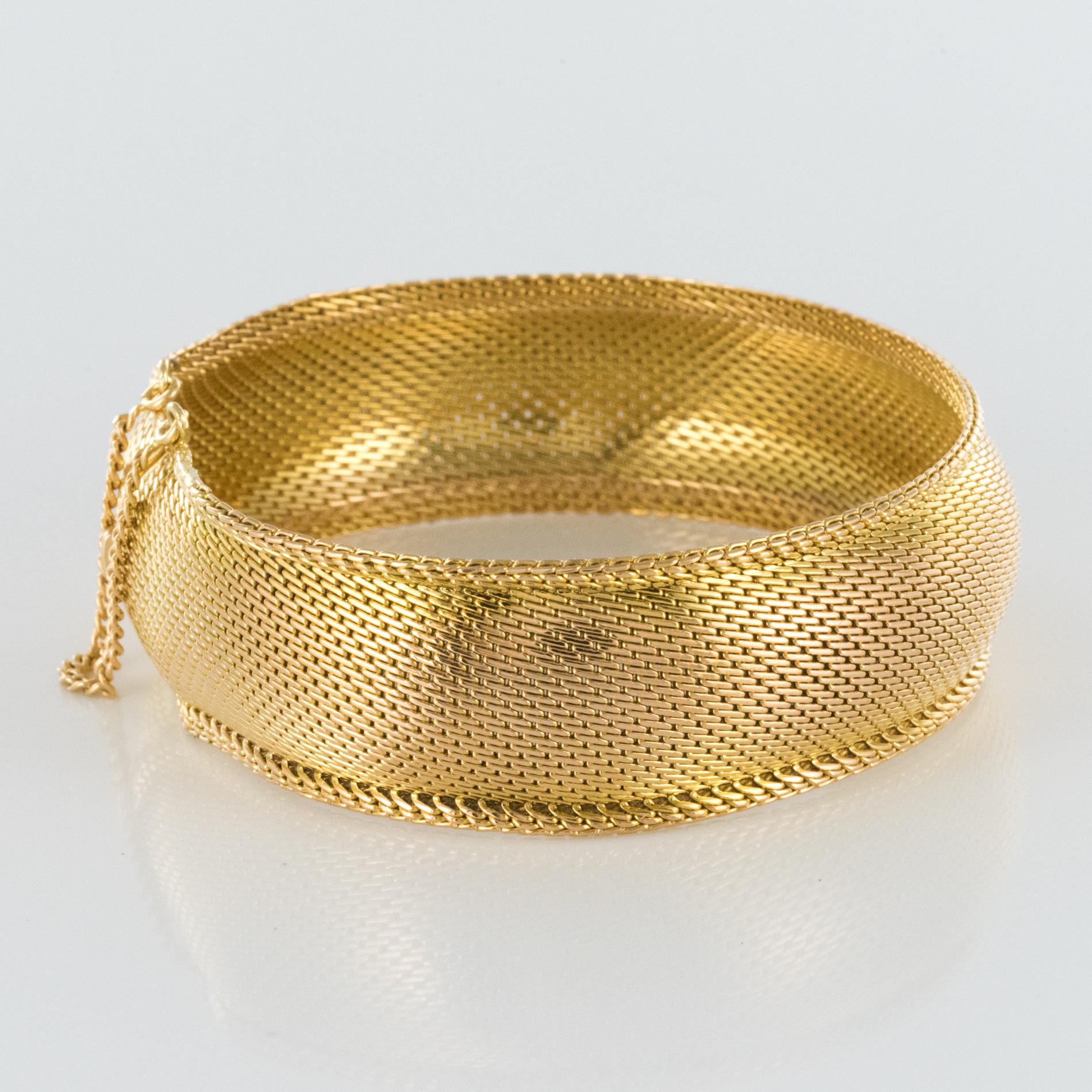 1960s Woven 18 Karat Yellow Gold Bangle Bracelet 3