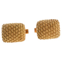 1960s Woven Basket Weave Gold Cufflinks