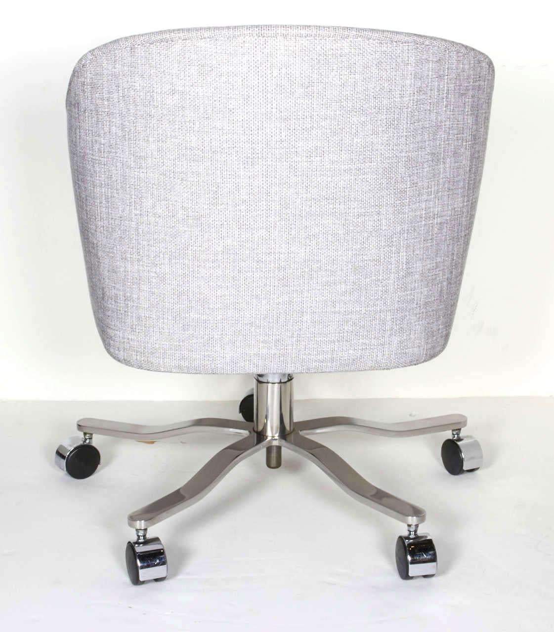 Polished 1960s Woven Swivel Desk Chair Designed by Ward Bennett