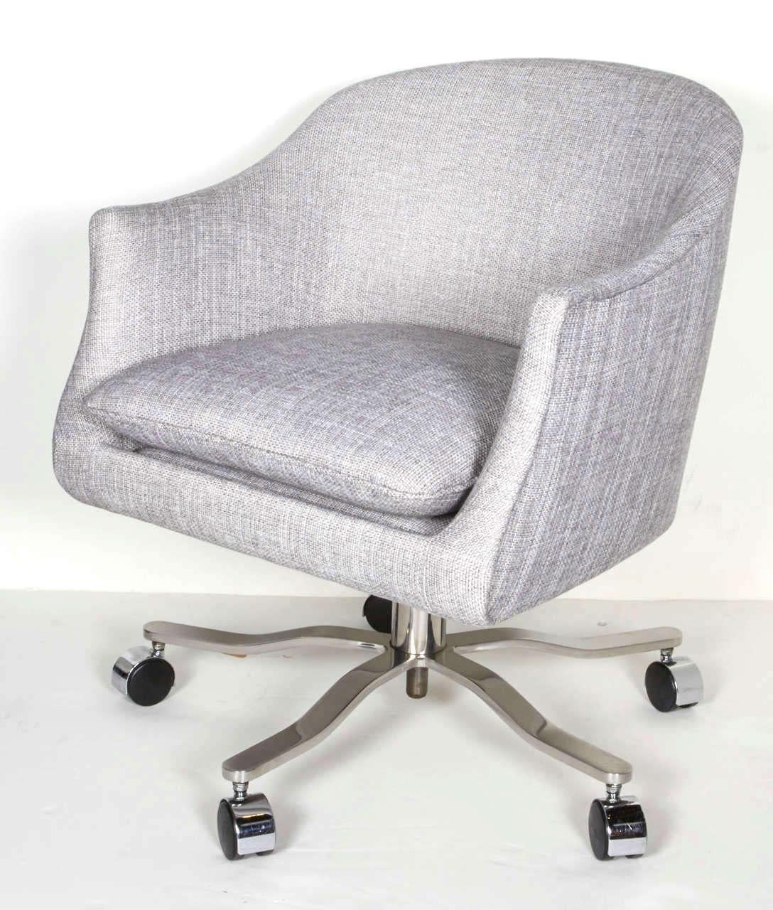 Steel 1960s Woven Swivel Desk Chair Designed by Ward Bennett