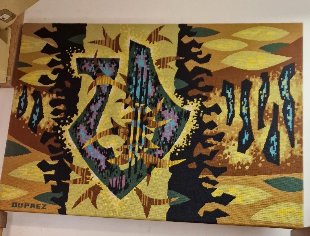 1960s French decorative Tapestry by Jean Claude Duprez