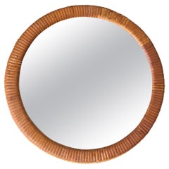 1960s Woven Wicker Round Mirror