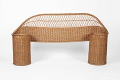 1960s Woven Wicker Single Headboard Rattan Midcentury Rustic Provence