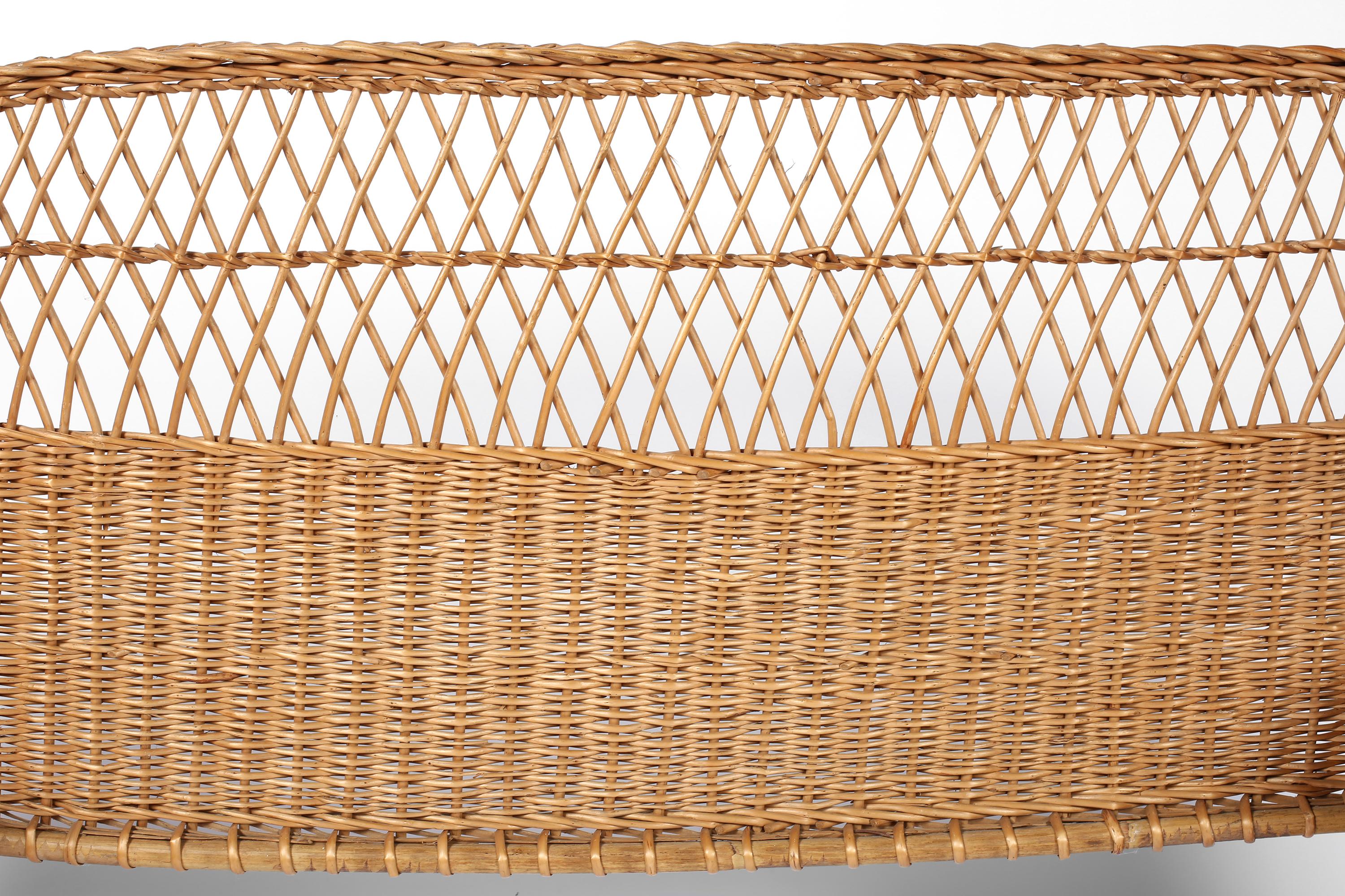 French Provincial 1960s Woven Wicker Single Headboard Rattan Midcentury Rustic Provence For Sale