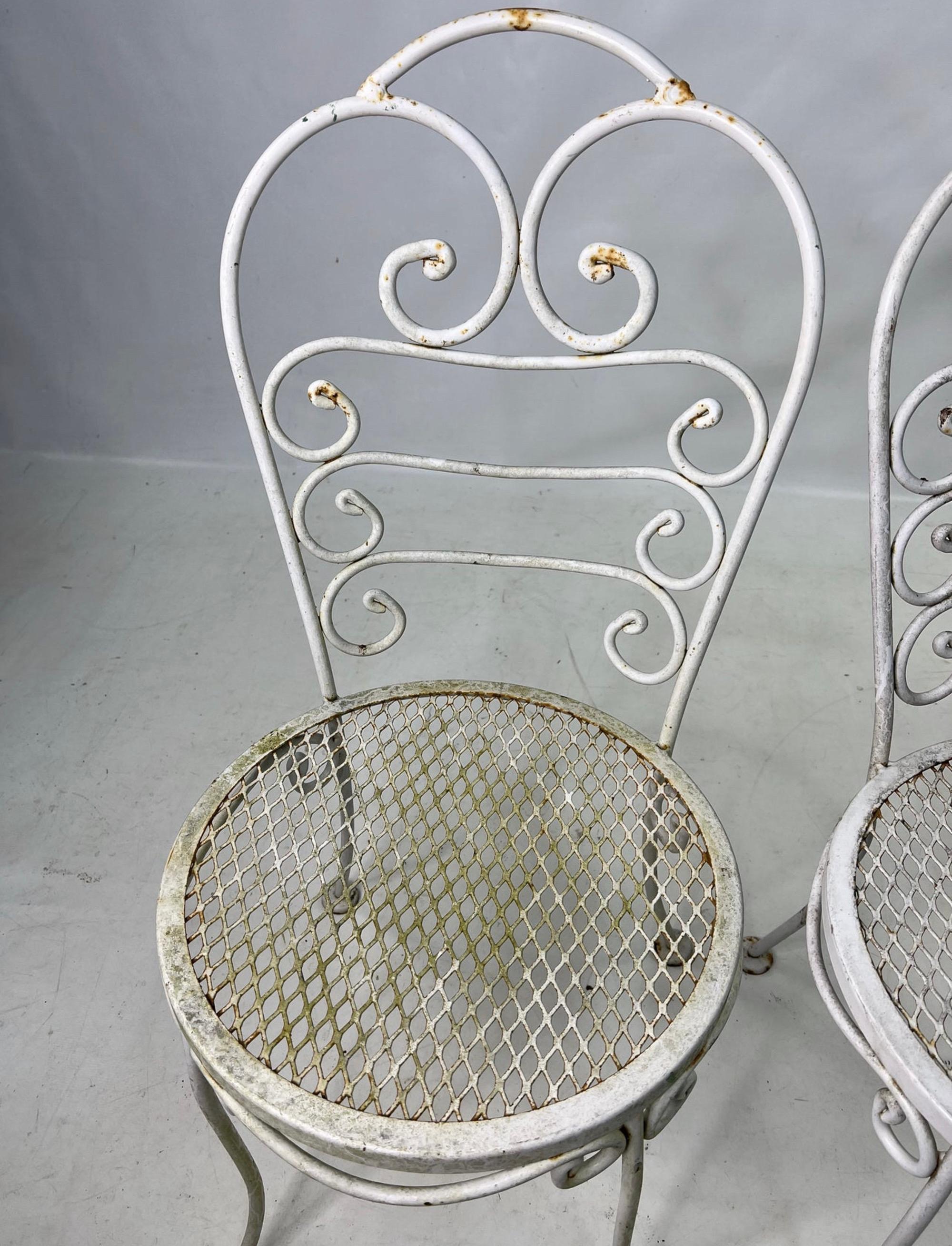 Mid-Century Modern 1960s Wrought Iron Cafe Chairs, Pair For Sale