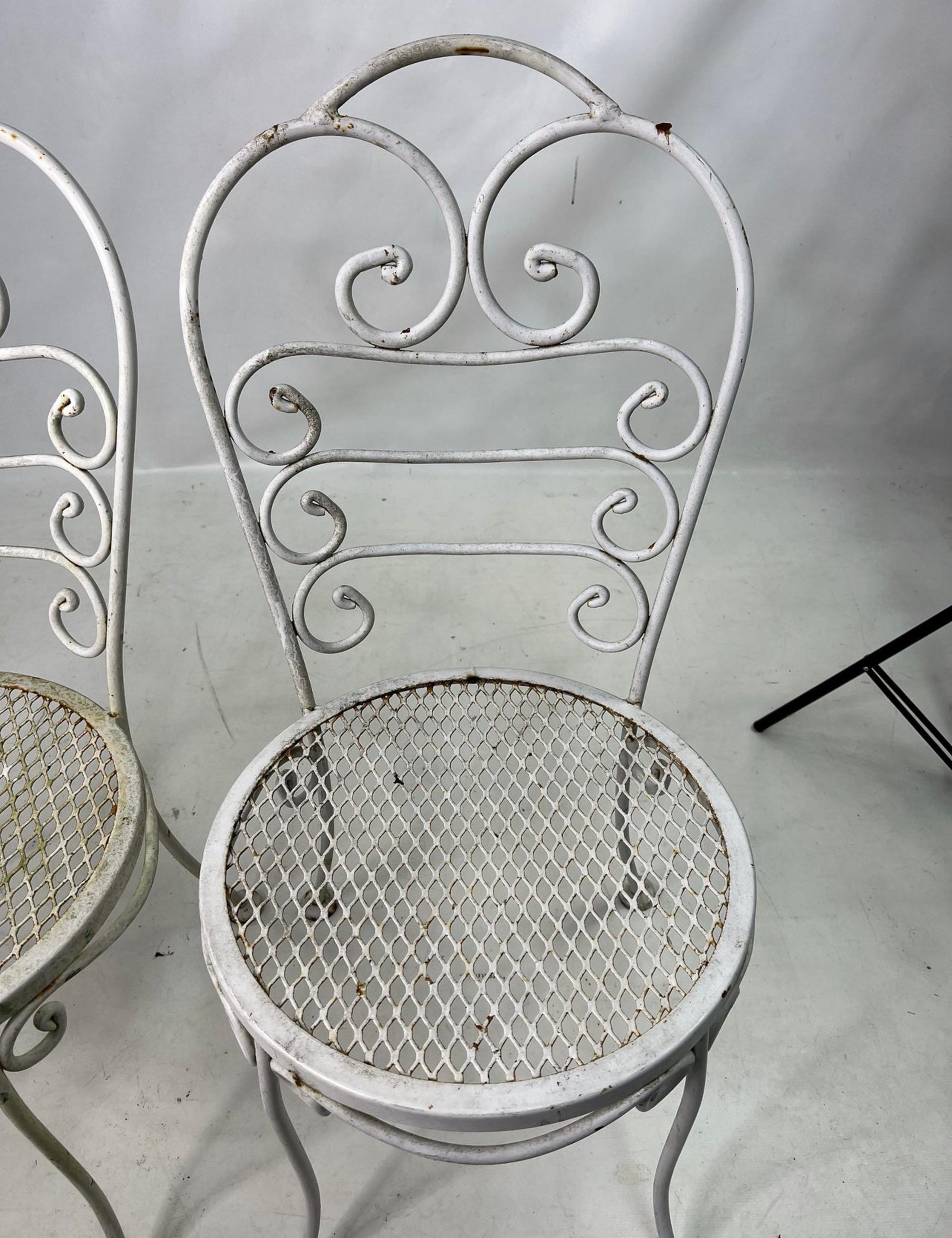 Metal 1960s Wrought Iron Cafe Chairs, Pair For Sale