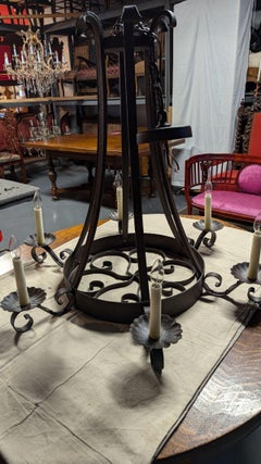 1960s Wrought Iron Castle Chandelier