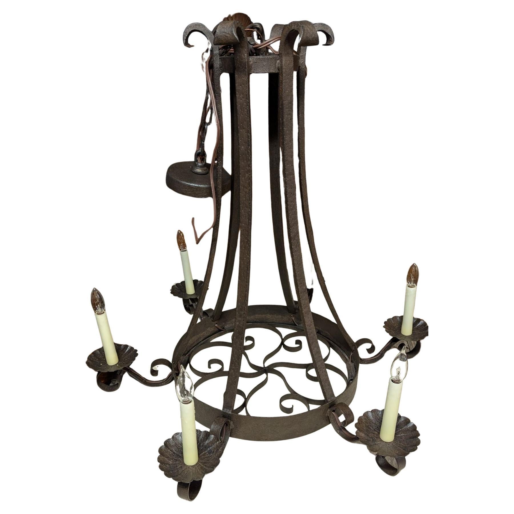 1960s Wrought Iron Castle Chandelier
