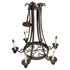 1960s Wrought Iron Castle Chandelier