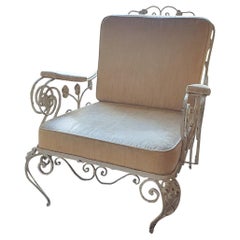 1960s Wrought Iron Orangery Lounge Chair with Salamandre Used Silk Velvet