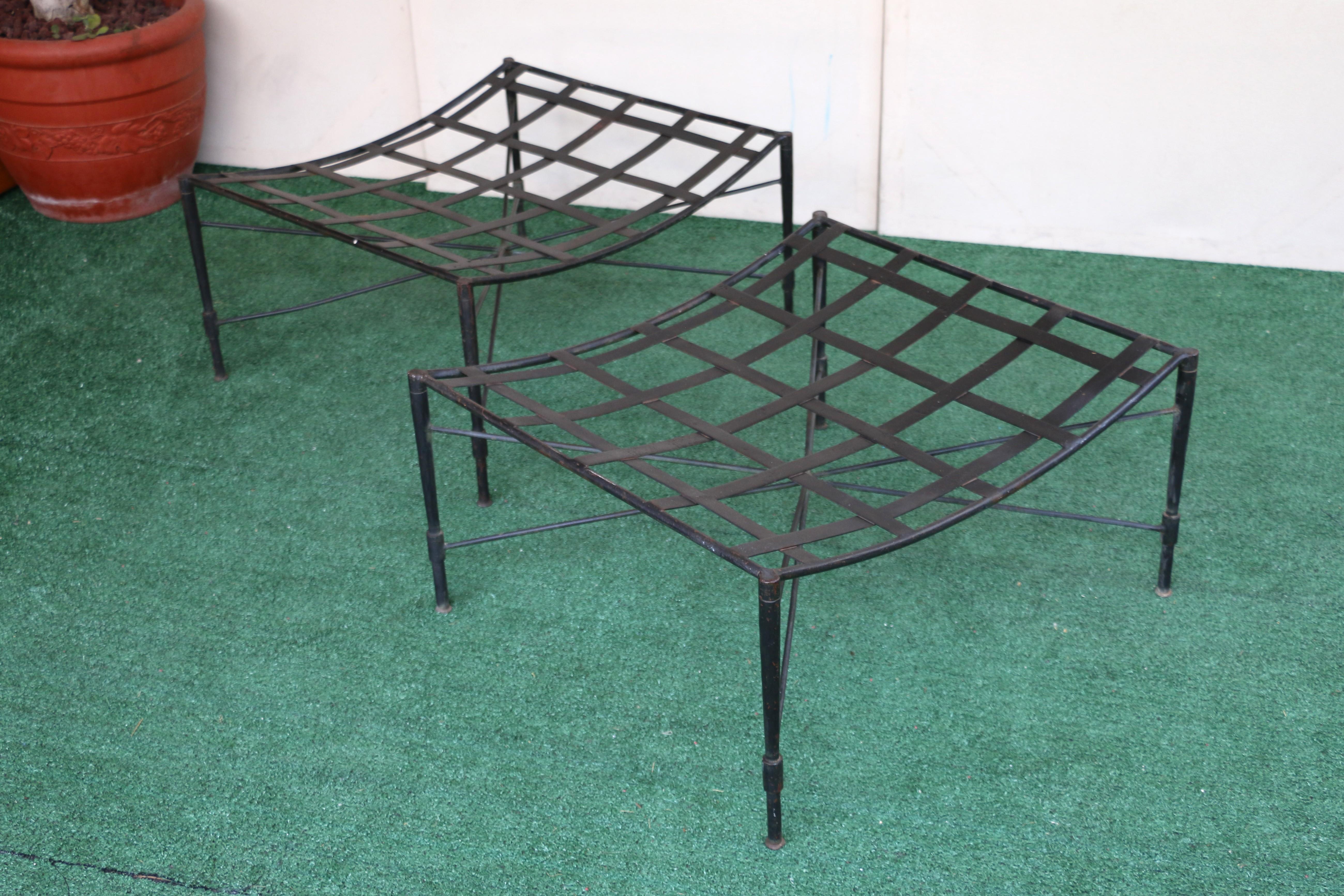 Otomana de patio de hierro forjado de los años 60, por Mario Papperzini en venta 3