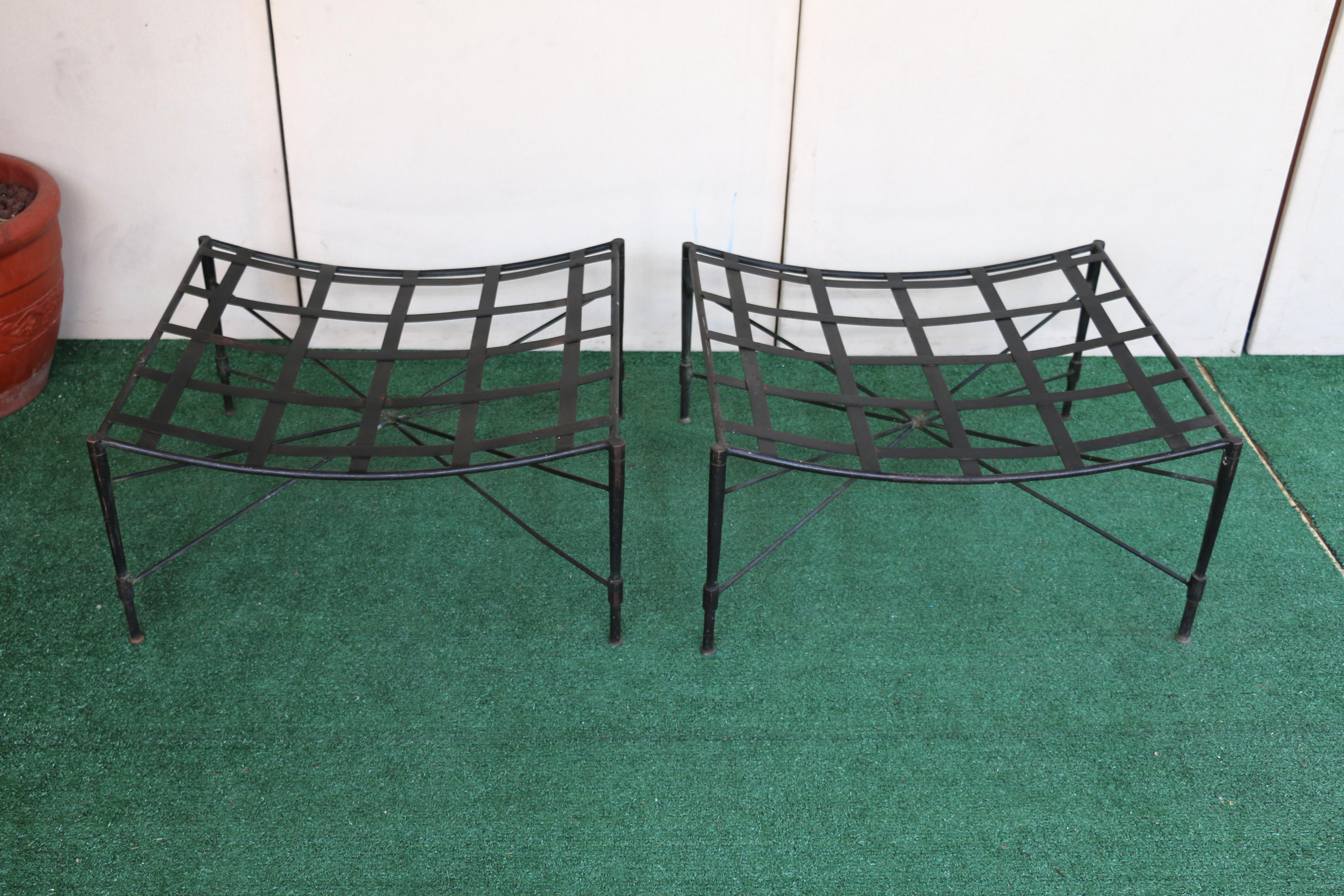 Otomana de patio de hierro forjado de los años 60, por Mario Papperzini Italiano en venta