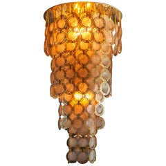 1960s, XXL Italian Extra Large Brass and Shell Chandelier 'Mother of Pearl' !