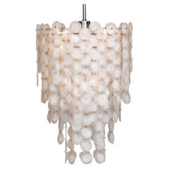 1960's Extra Large Italian Pulegoso White Art Glass Murano Glass Chandelier