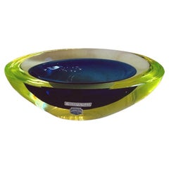 1960s Yellow and Blue Cenedese Oval Murano glass bowl 1960s Yellow and Blue Cenedese Oval Murano glass bowl