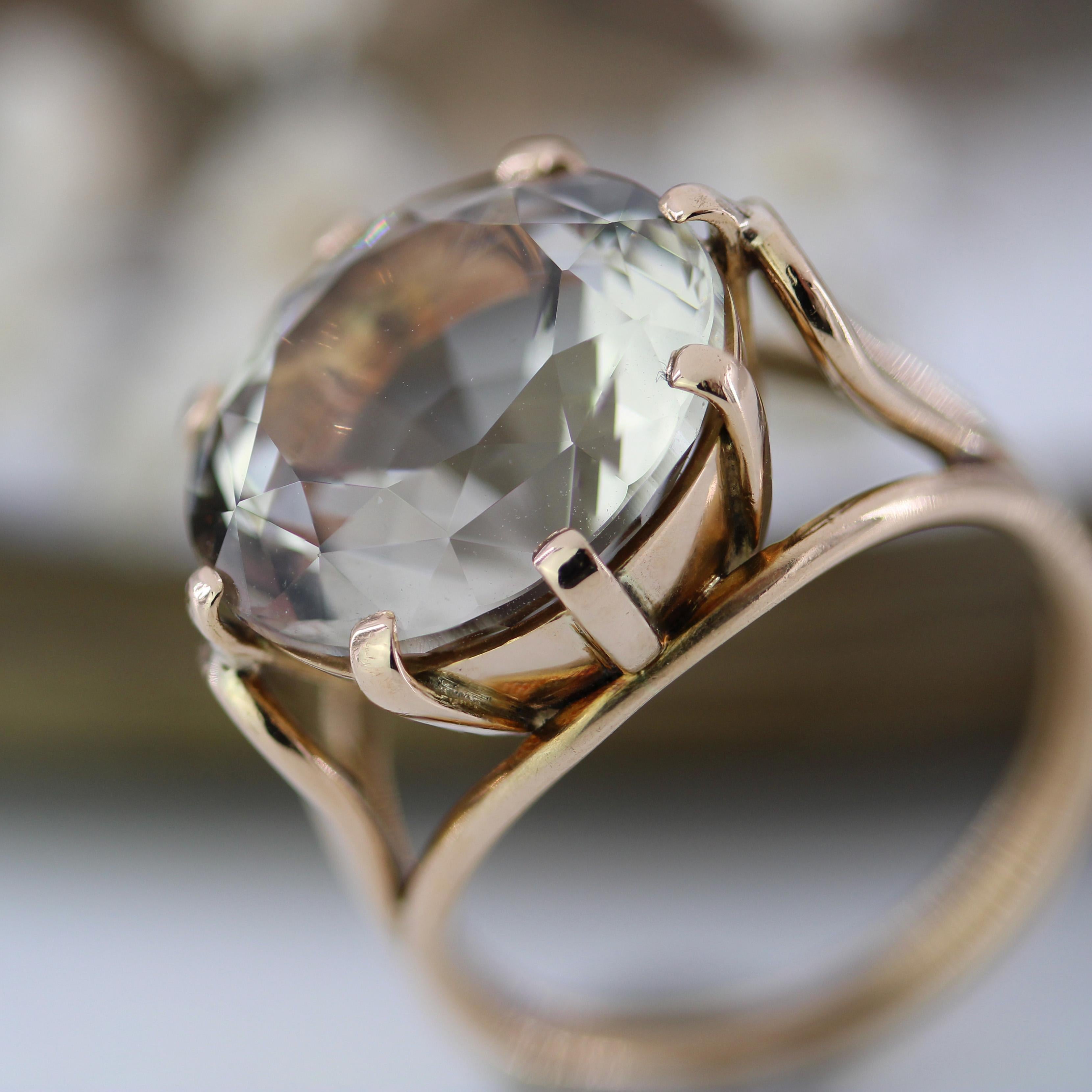 Béryl jaune des années 1960 Bague cocktail rétro en or jaune 18 carats en vente 6