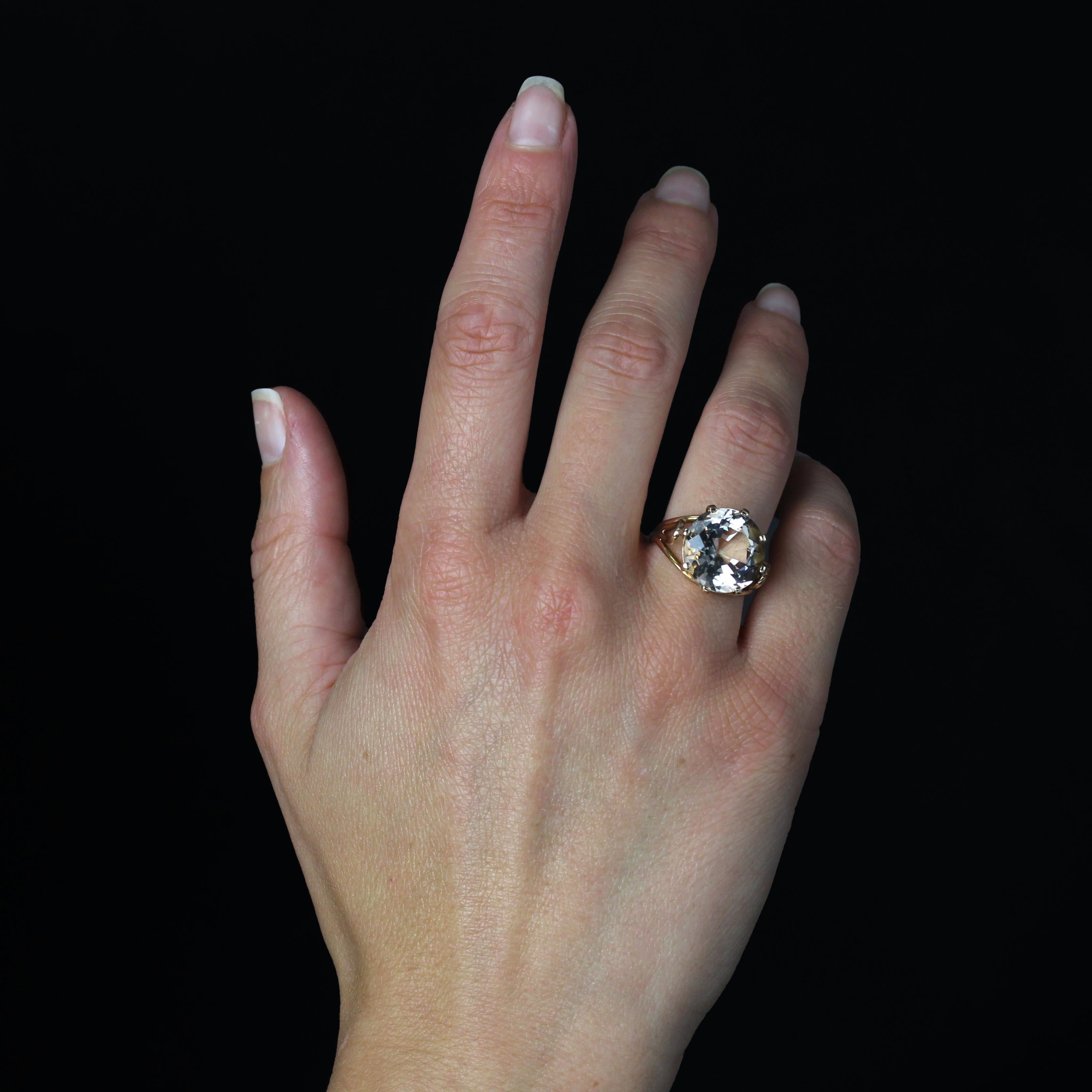 Taille brillant Béryl jaune des années 1960 Bague cocktail rétro en or jaune 18 carats en vente